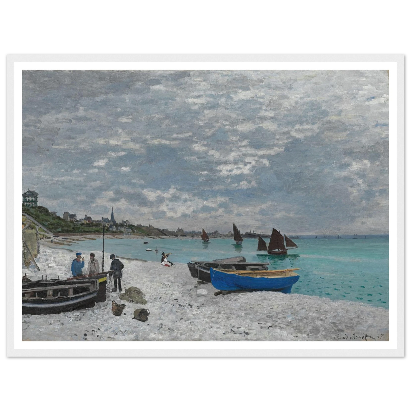 The Beach at Sainte-Adresse (1867) Art Print | Claude Monet - Framed Poster - 30x40 cm / 12x16″ - Black frame