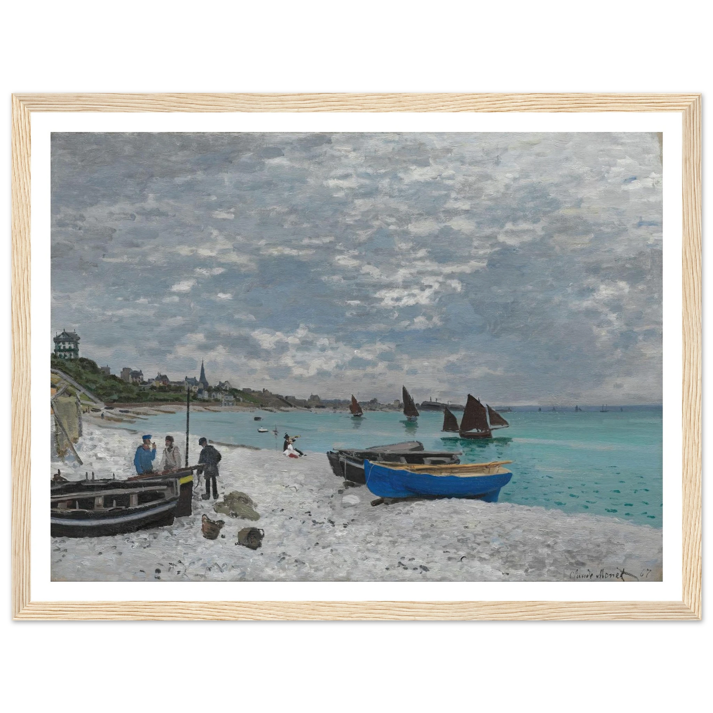 The Beach at Sainte-Adresse (1867) Art Print | Claude Monet - Framed Poster - 30x40 cm / 12x16″ - Black frame