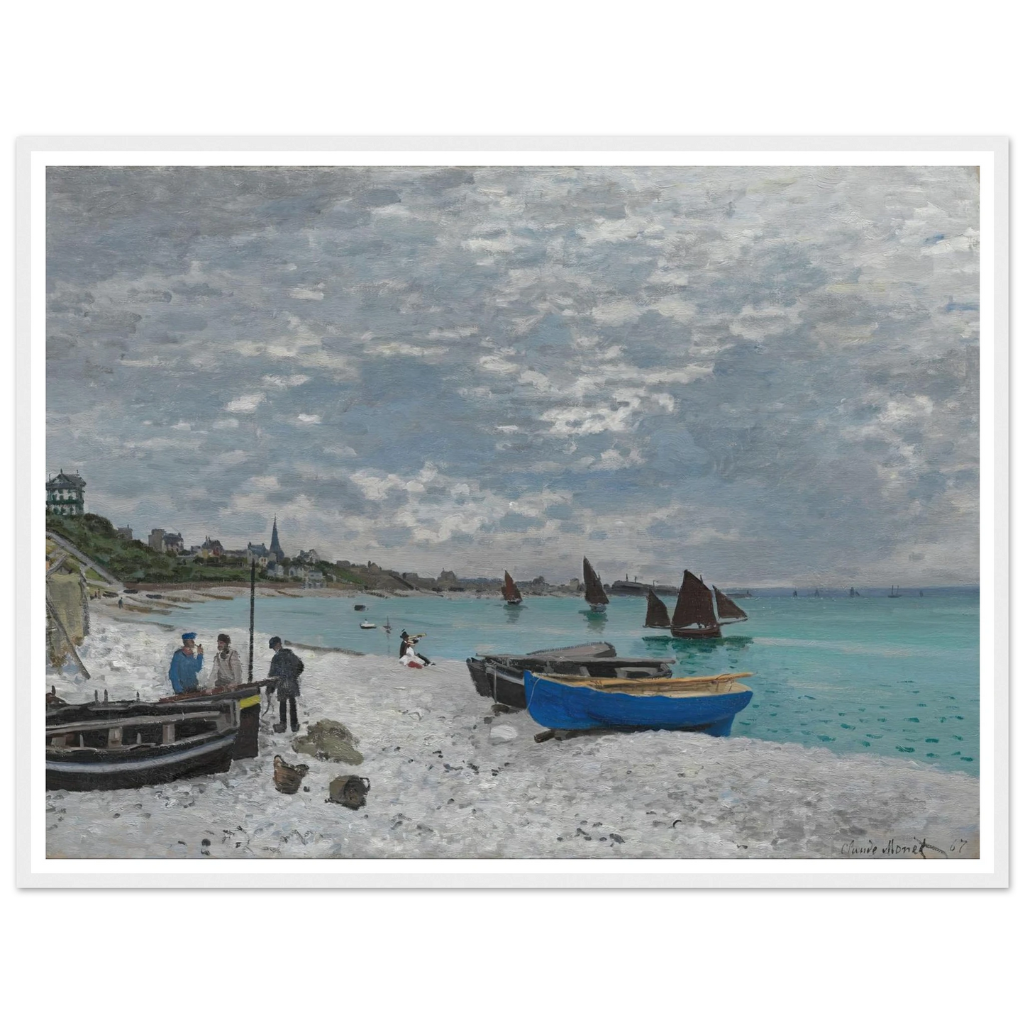 The Beach at Sainte-Adresse (1867) Art Print | Claude Monet - Framed Poster - 30x40 cm / 12x16″ - Black frame