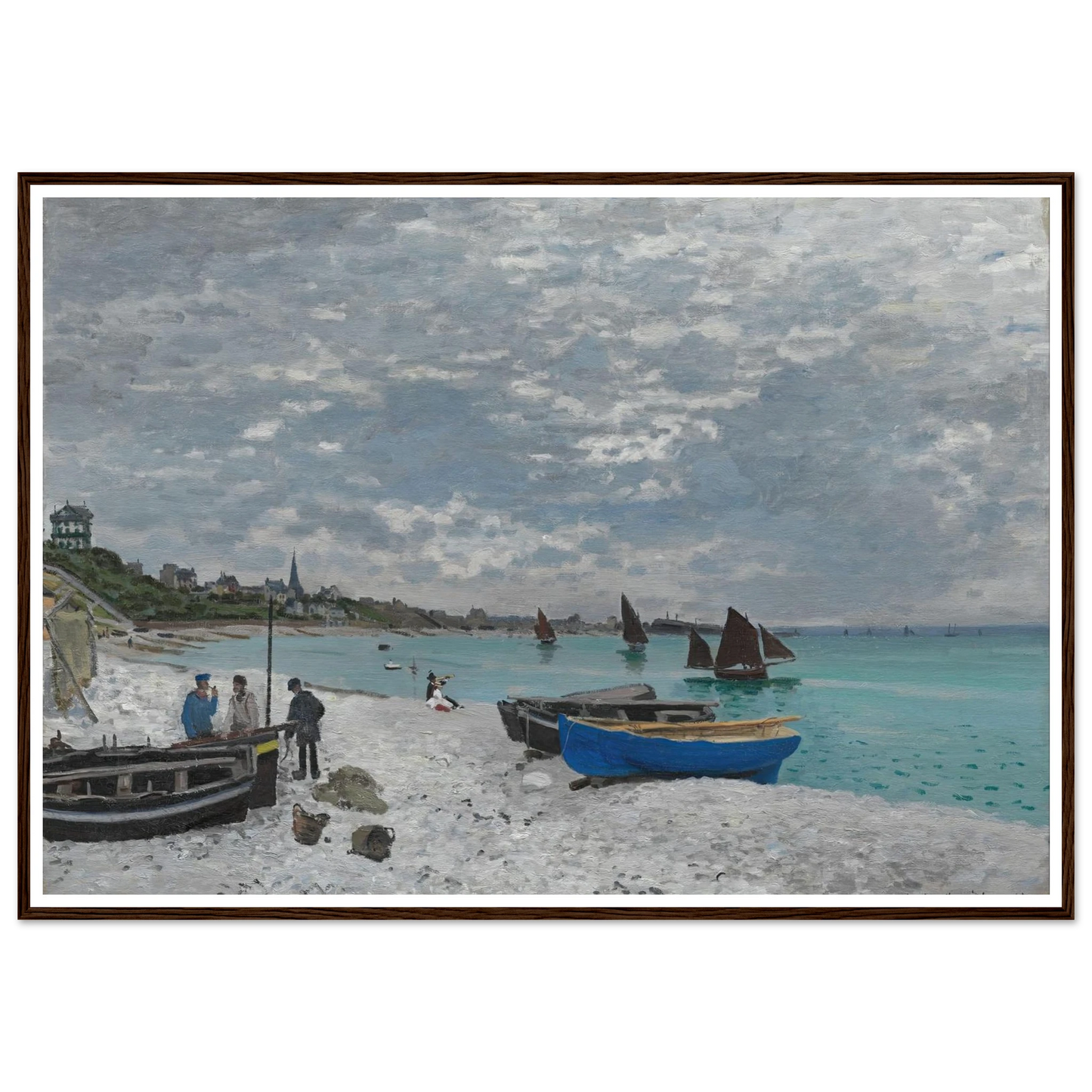 The Beach at Sainte-Adresse (1867) Art Print | Claude Monet - Framed Poster - 30x40 cm / 12x16″ - Black frame
