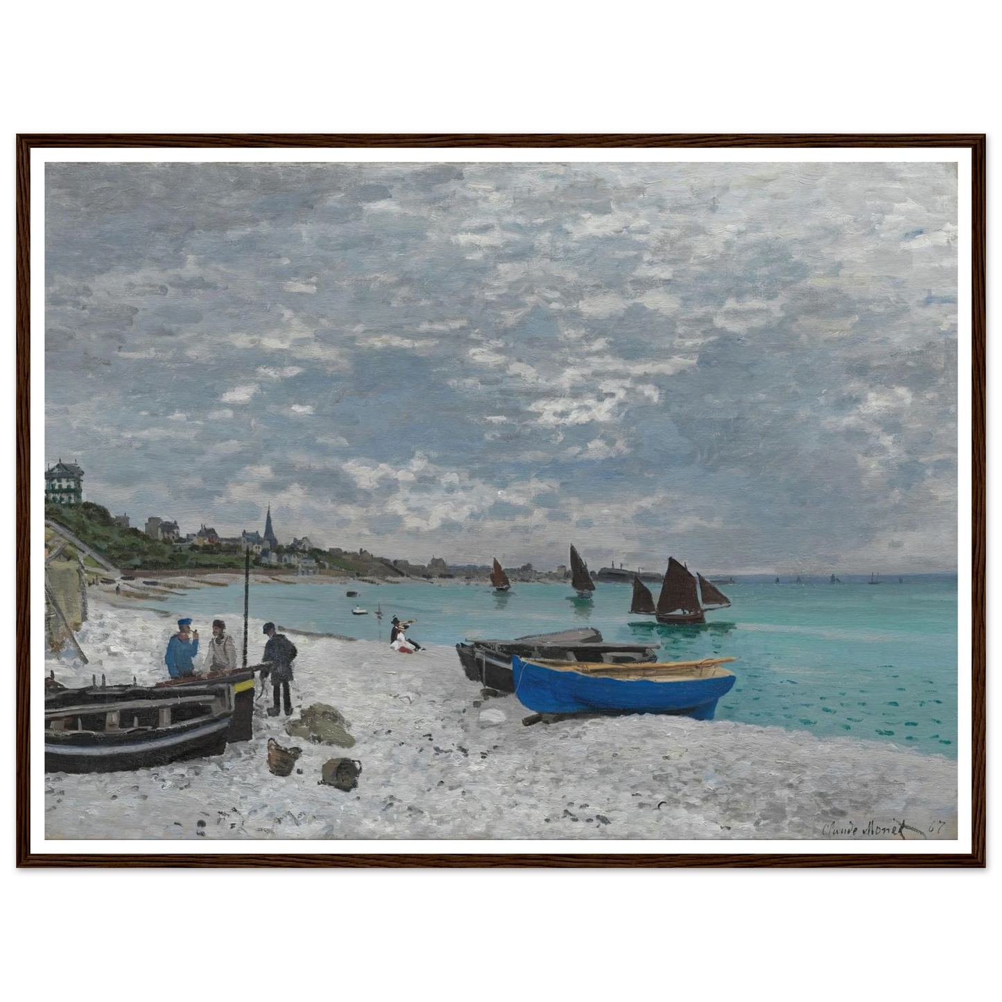 The Beach at Sainte-Adresse (1867) Art Print | Claude Monet - Framed Poster - 30x40 cm / 12x16″ - Black frame