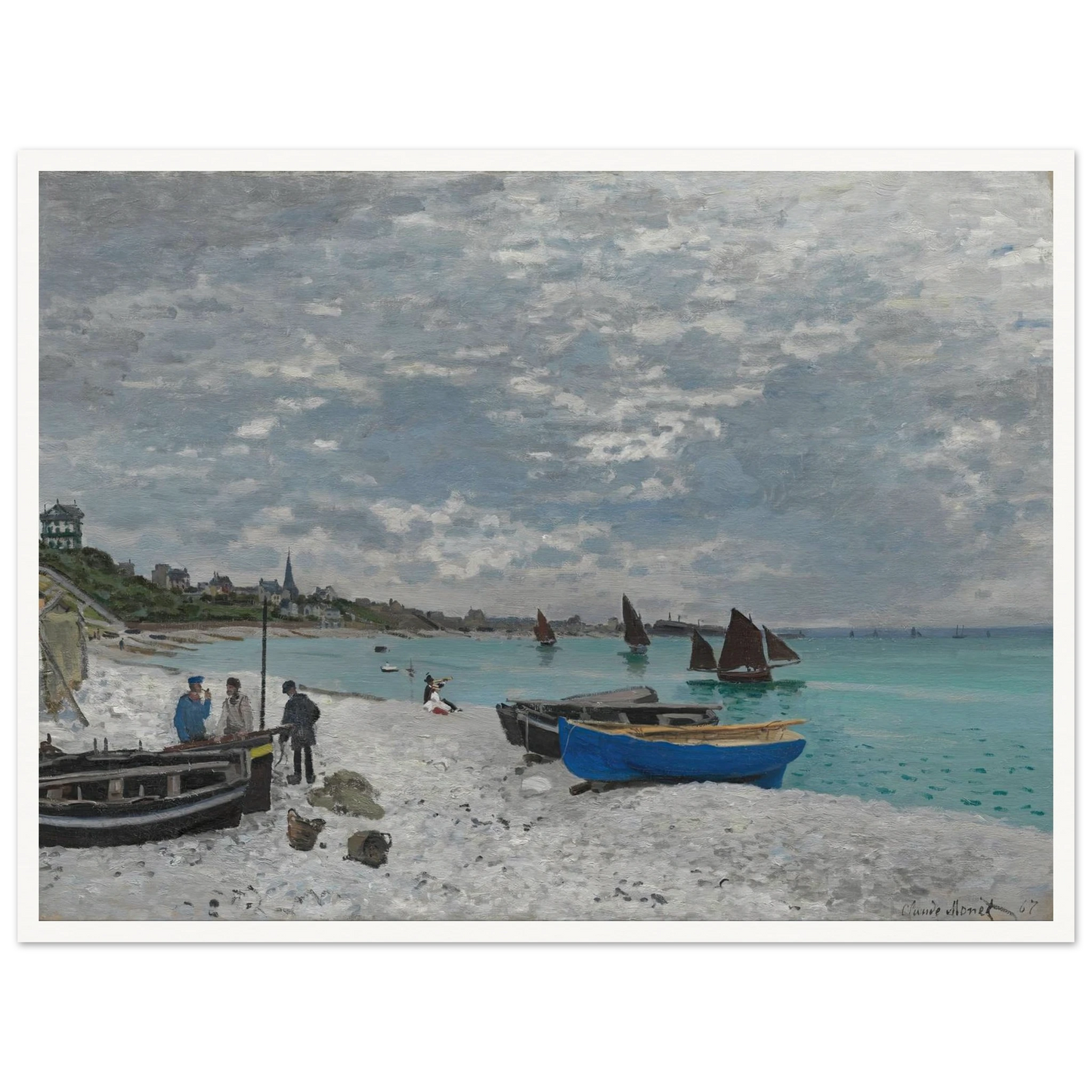 The Beach at Sainte-Adresse (1867) Art Print | Claude Monet - Framed Poster - 30x40 cm / 12x16″ - Black frame