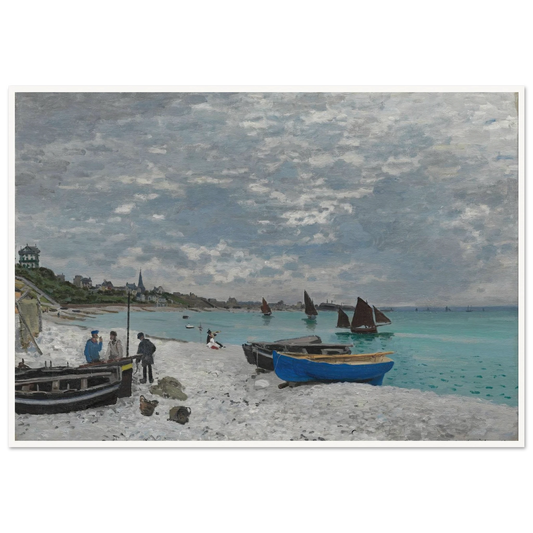 The Beach at Sainte-Adresse (1867) Art Print | Claude Monet - Framed Poster - 30x40 cm / 12x16″ - Black frame