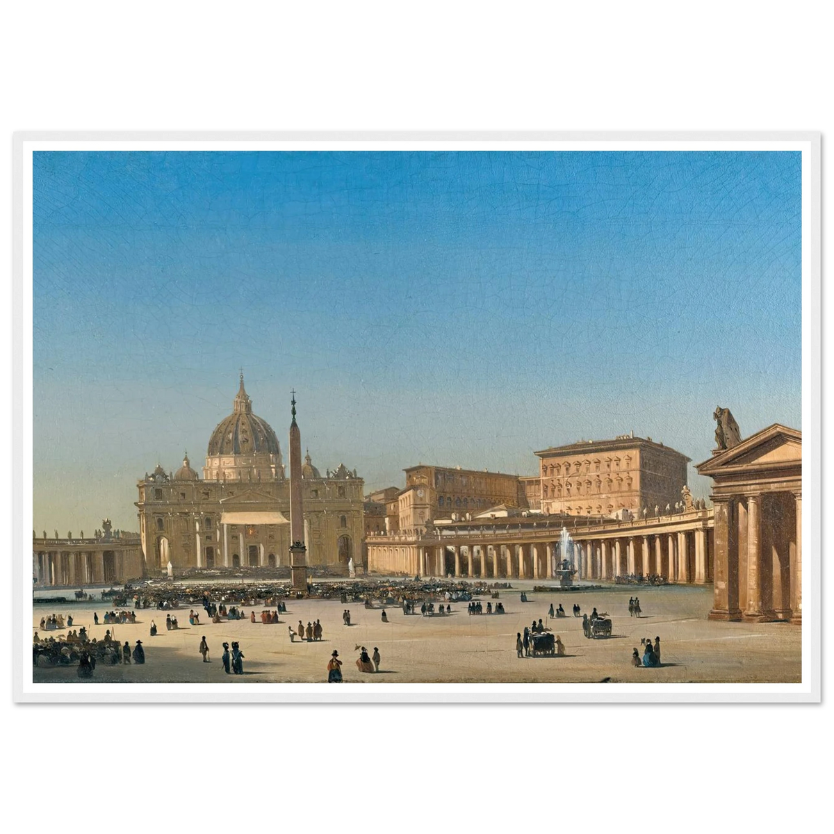 The Benediction Of Pius Ix In St Peter’s Square, Rome (1857) Art Print | Ippolito Caffi - Framed Poster - 30x40 cm / 12x16″ - Black frame