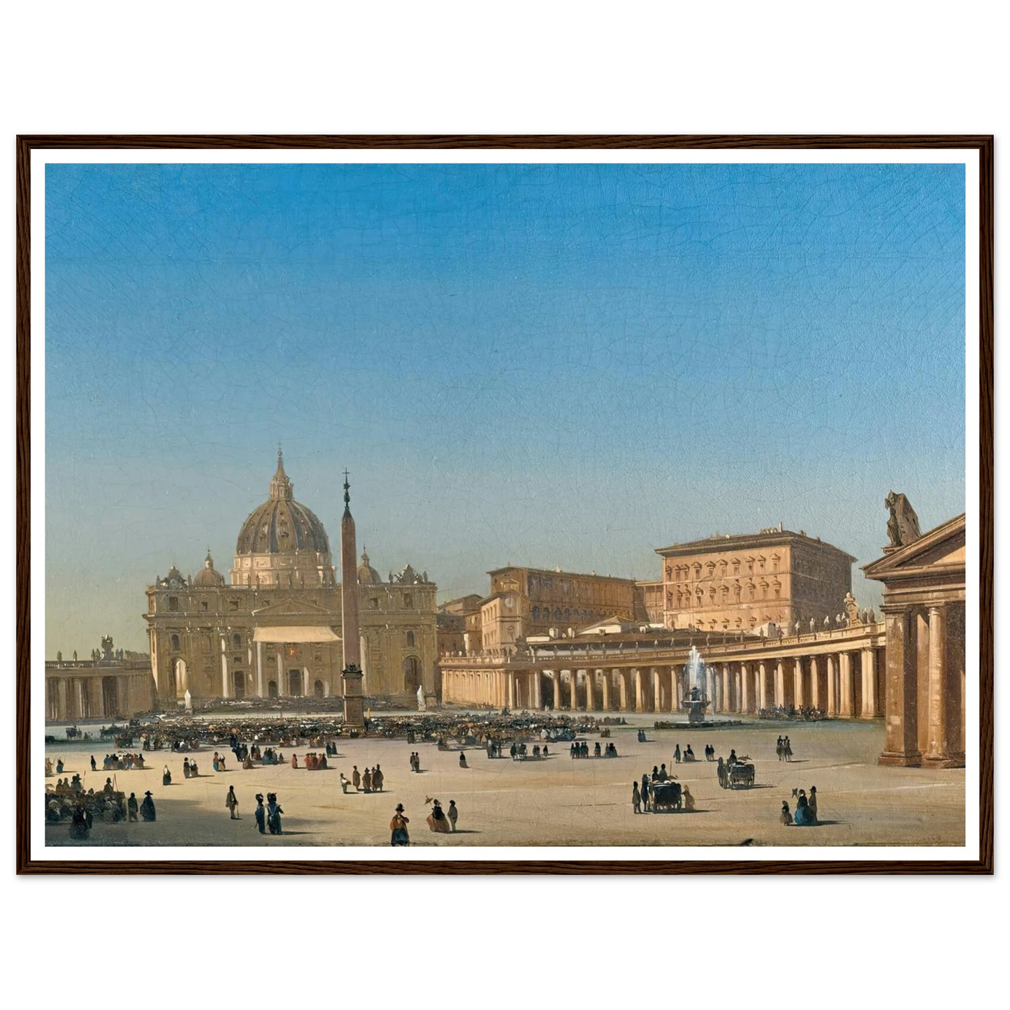 The Benediction Of Pius Ix In St Peter’s Square, Rome (1857) Art Print | Ippolito Caffi - Framed Poster - 30x40 cm / 12x16″ - Black frame