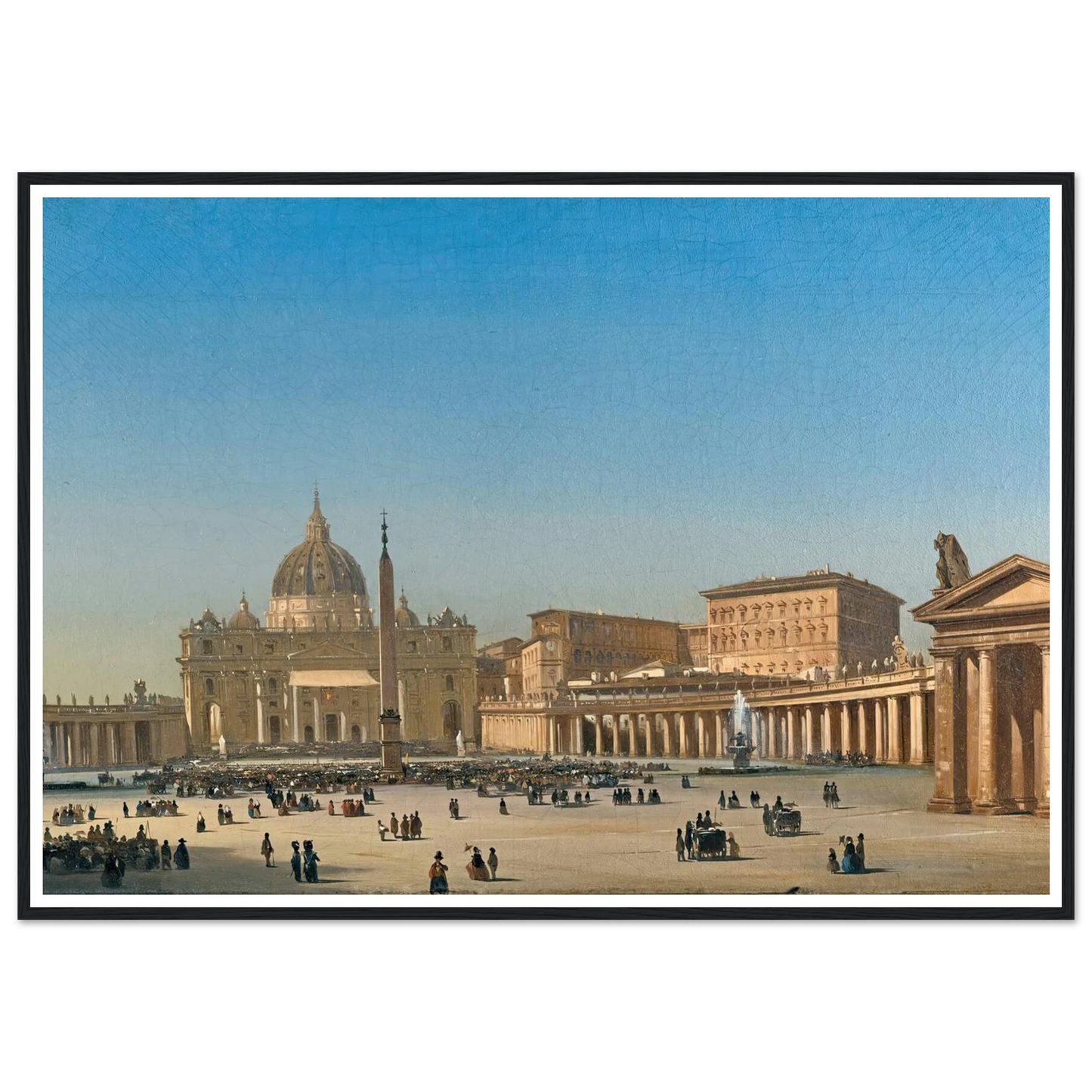 The Benediction Of Pius Ix In St Peter’s Square, Rome (1857) Art Print | Ippolito Caffi - Framed Poster - 30x40 cm / 12x16″ - Black frame