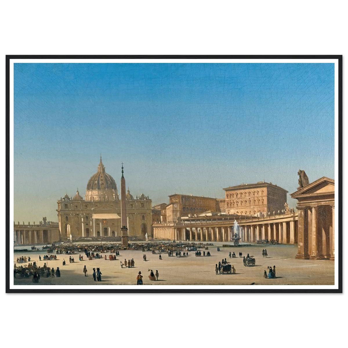 The Benediction Of Pius Ix In St Peter’s Square, Rome (1857) Art Print | Ippolito Caffi - Framed Poster - 30x40 cm / 12x16″ - Black frame