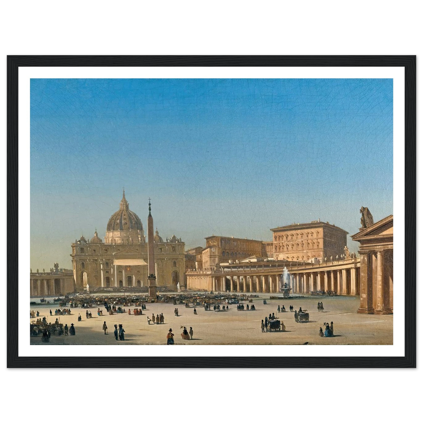 The Benediction Of Pius Ix In St Peter’s Square, Rome (1857) Art Print | Ippolito Caffi - Framed Poster - 30x40 cm / 12x16″ - Black frame