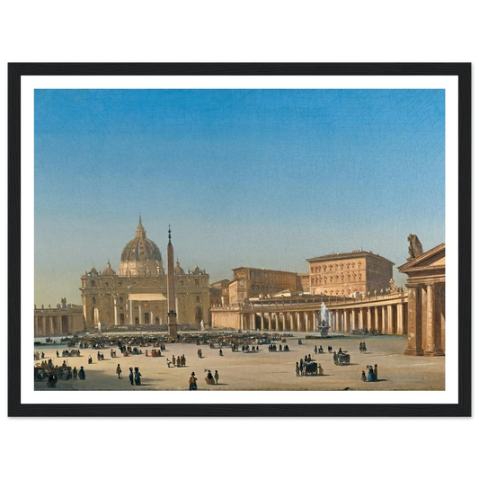 The Benediction Of Pius Ix In St Peter’s Square, Rome (1857) Art Print | Ippolito Caffi - Framed Poster - 30x40 cm / 12x16″ - Black frame
