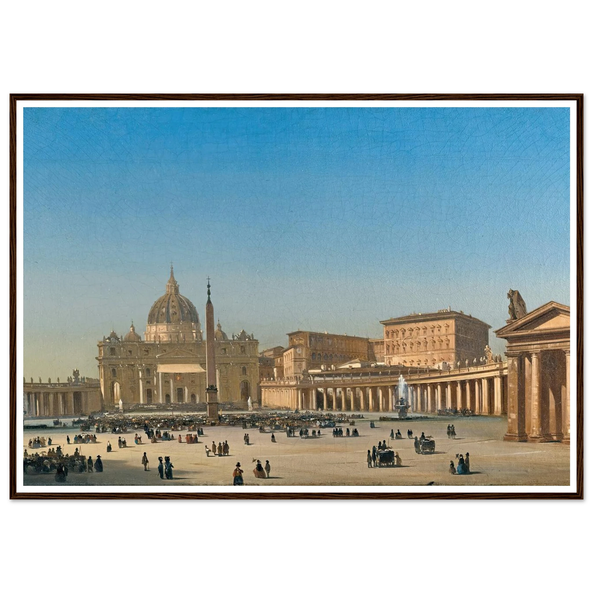 The Benediction Of Pius Ix In St Peter’s Square, Rome (1857) Art Print | Ippolito Caffi - Framed Poster - 30x40 cm / 12x16″ - Black frame