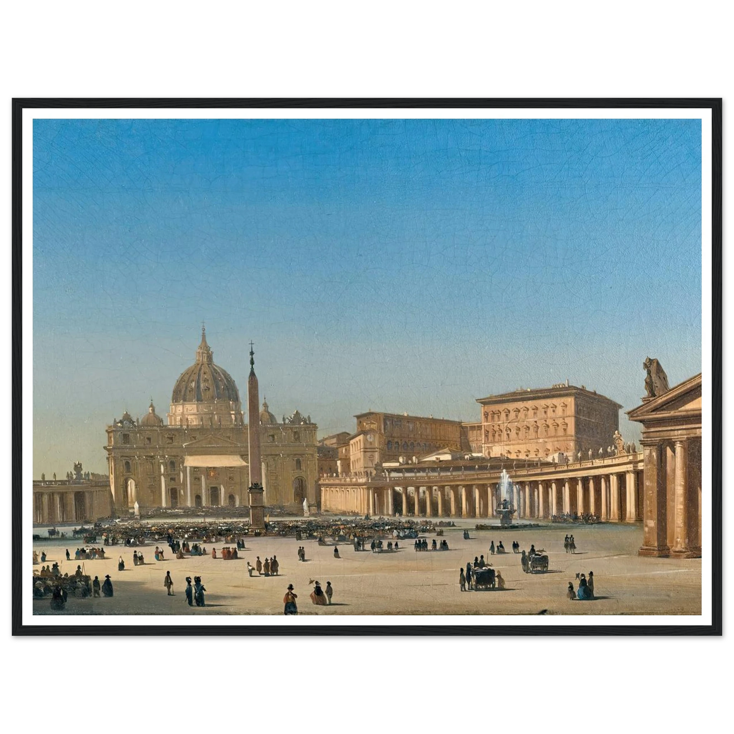 The Benediction Of Pius Ix In St Peter’s Square, Rome (1857) Art Print | Ippolito Caffi - Framed Poster - 30x40 cm / 12x16″ - Black frame