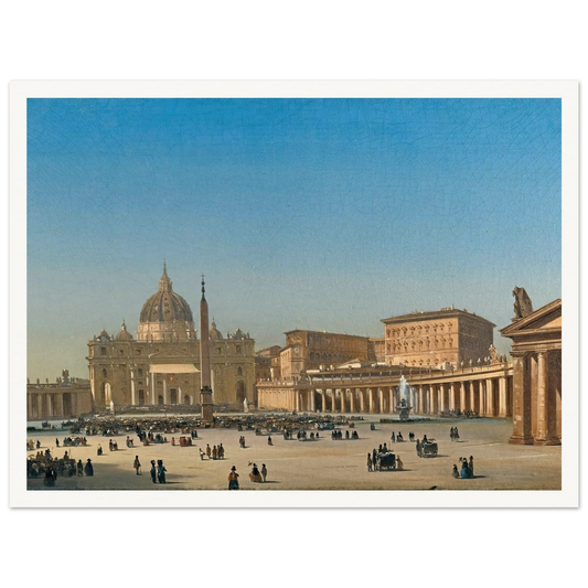 The Benediction Of Pius Ix In St Peter’s Square, Rome (1857) Art Print | Ippolito Caffi - Framed Poster - 30x40 cm / 12x16″ - Black frame