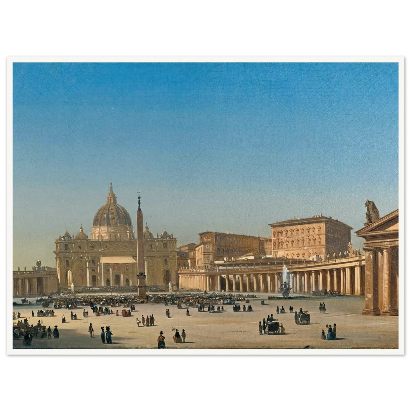 The Benediction Of Pius Ix In St Peter’s Square, Rome (1857) Art Print | Ippolito Caffi - Framed Poster - 30x40 cm / 12x16″ - Black frame