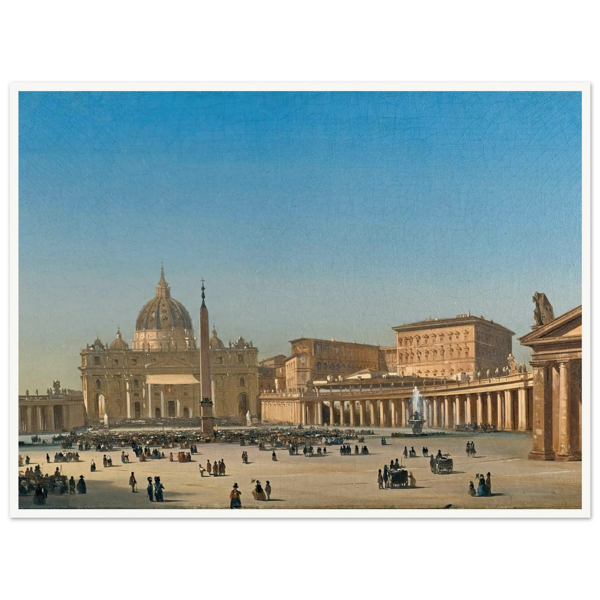 The Benediction Of Pius Ix In St Peter’s Square, Rome (1857) Art Print | Ippolito Caffi - Framed Poster - 30x40 cm / 12x16″ - Black frame