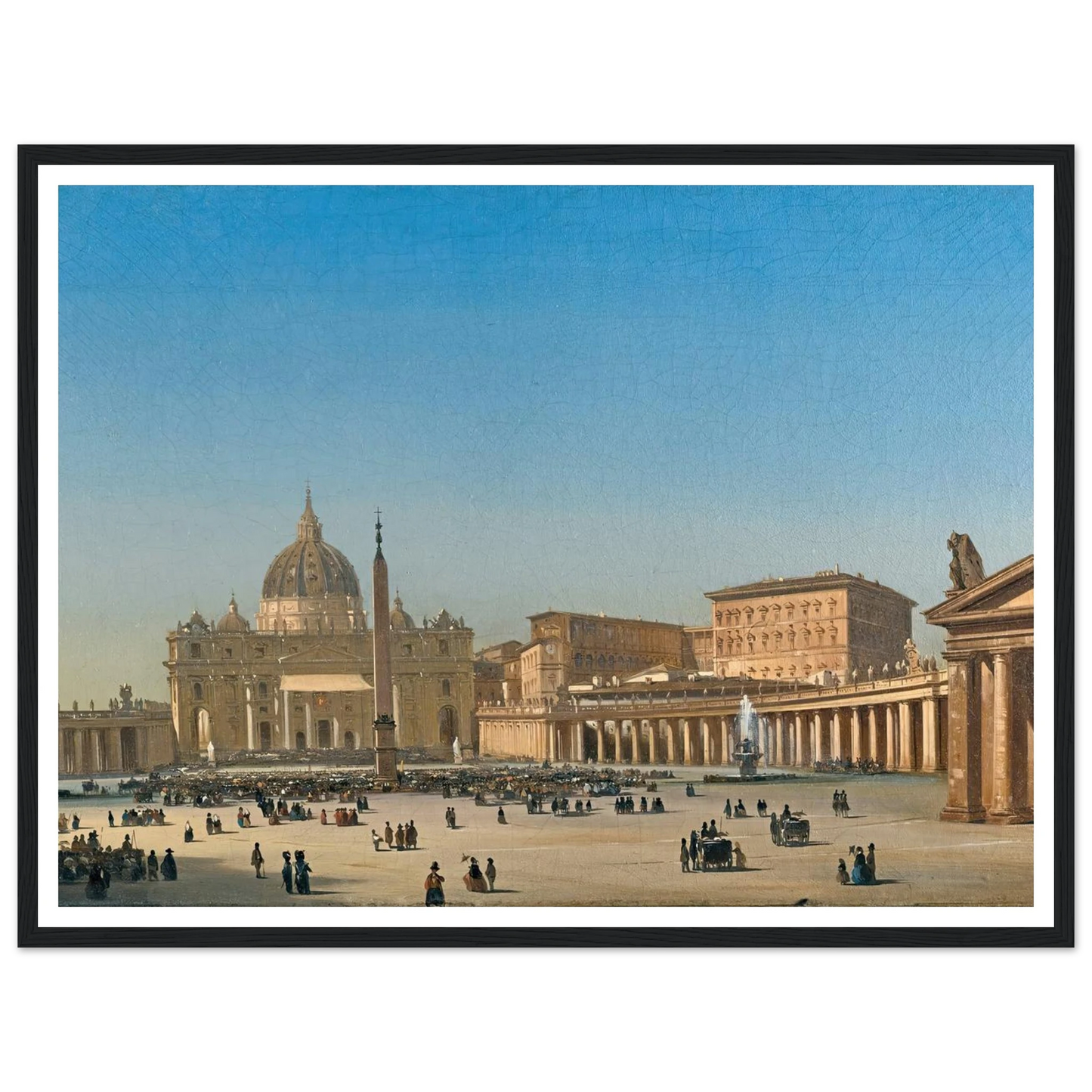 The Benediction Of Pius Ix In St Peter’s Square, Rome (1857) Art Print | Ippolito Caffi - Framed Poster - 30x40 cm / 12x16″ - Black frame
