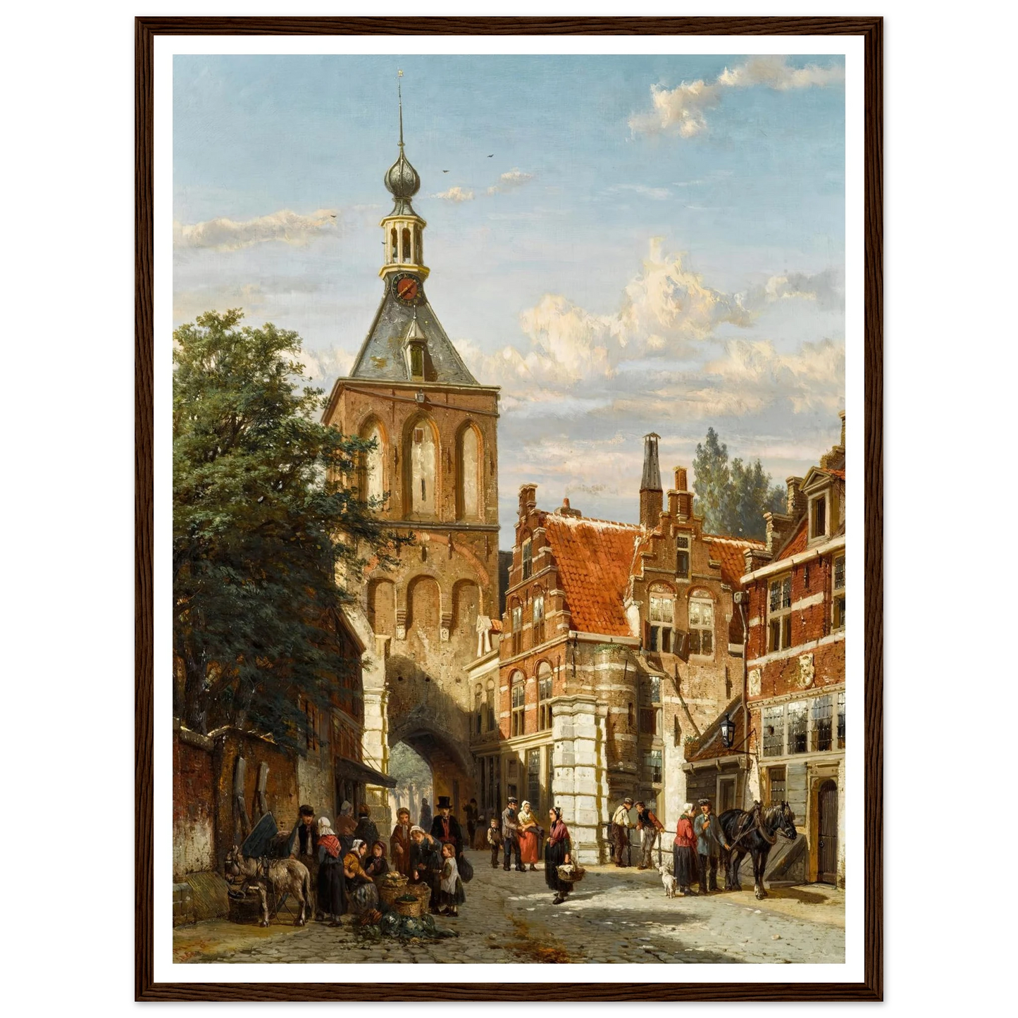 The Binnenpoort, Culemborg (1865) Art Print | Cornelis Springer - Framed Poster - 30x40 cm / 12x16″ - Black frame