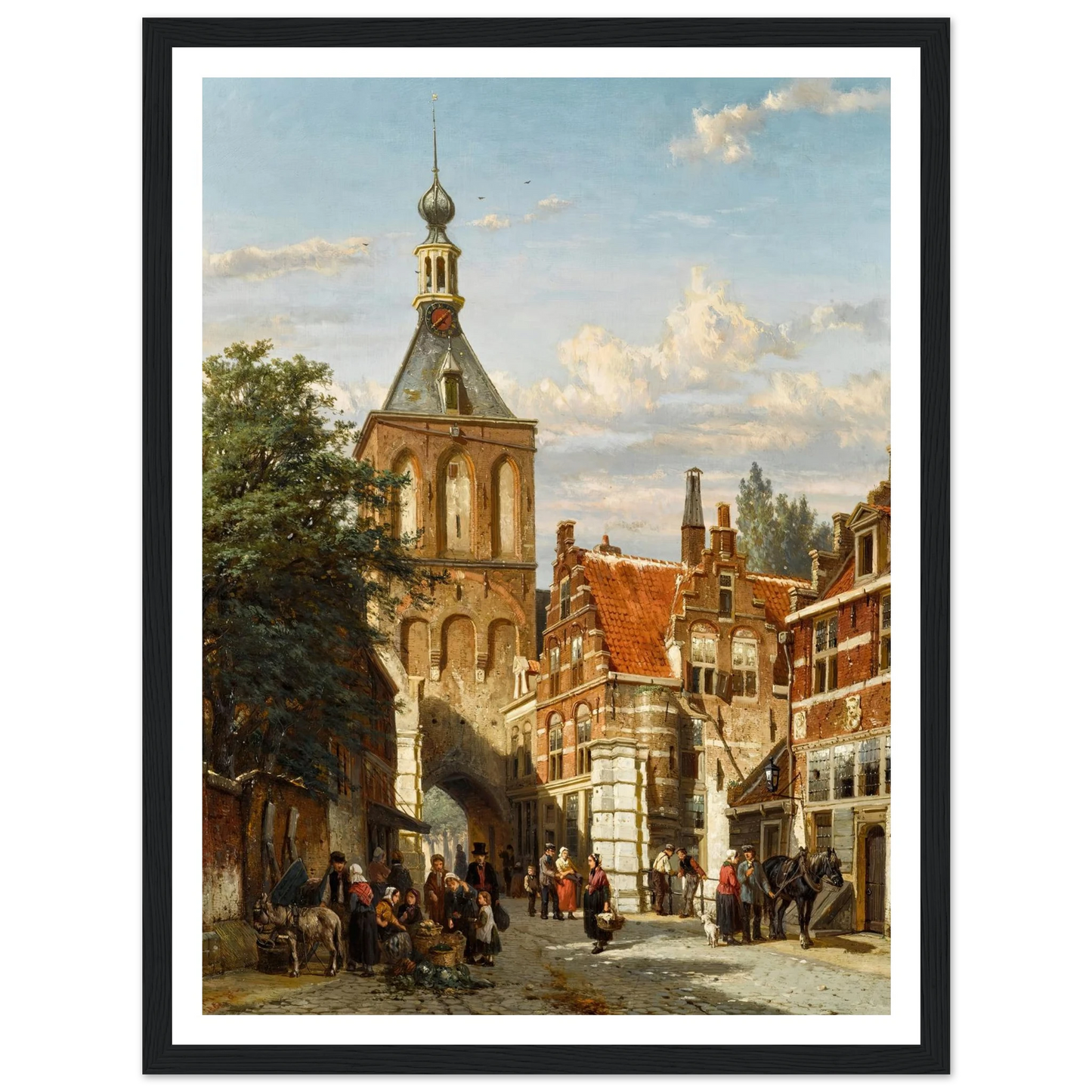 The Binnenpoort, Culemborg (1865) Art Print | Cornelis Springer - Framed Poster - 30x40 cm / 12x16″ - Black frame