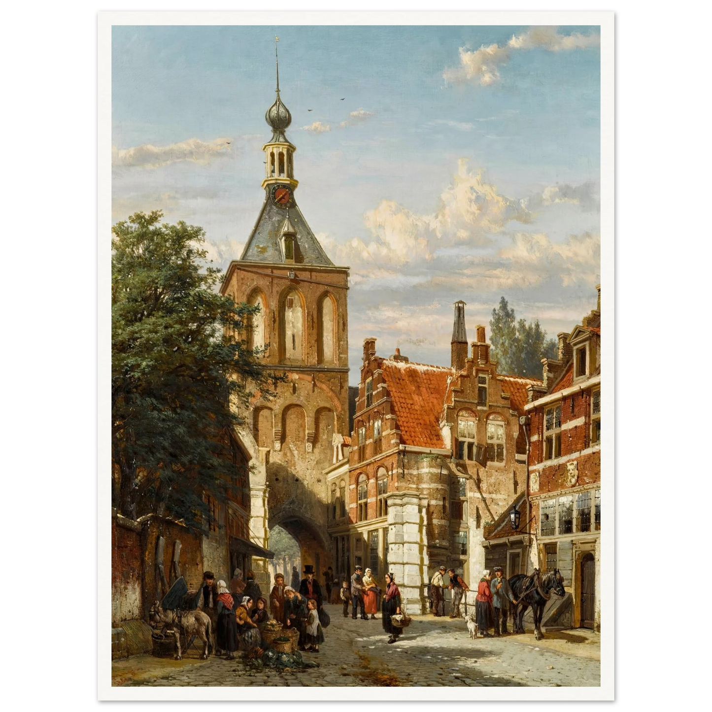 The Binnenpoort, Culemborg (1865) Art Print | Cornelis Springer - Framed Poster - 30x40 cm / 12x16″ - Black frame