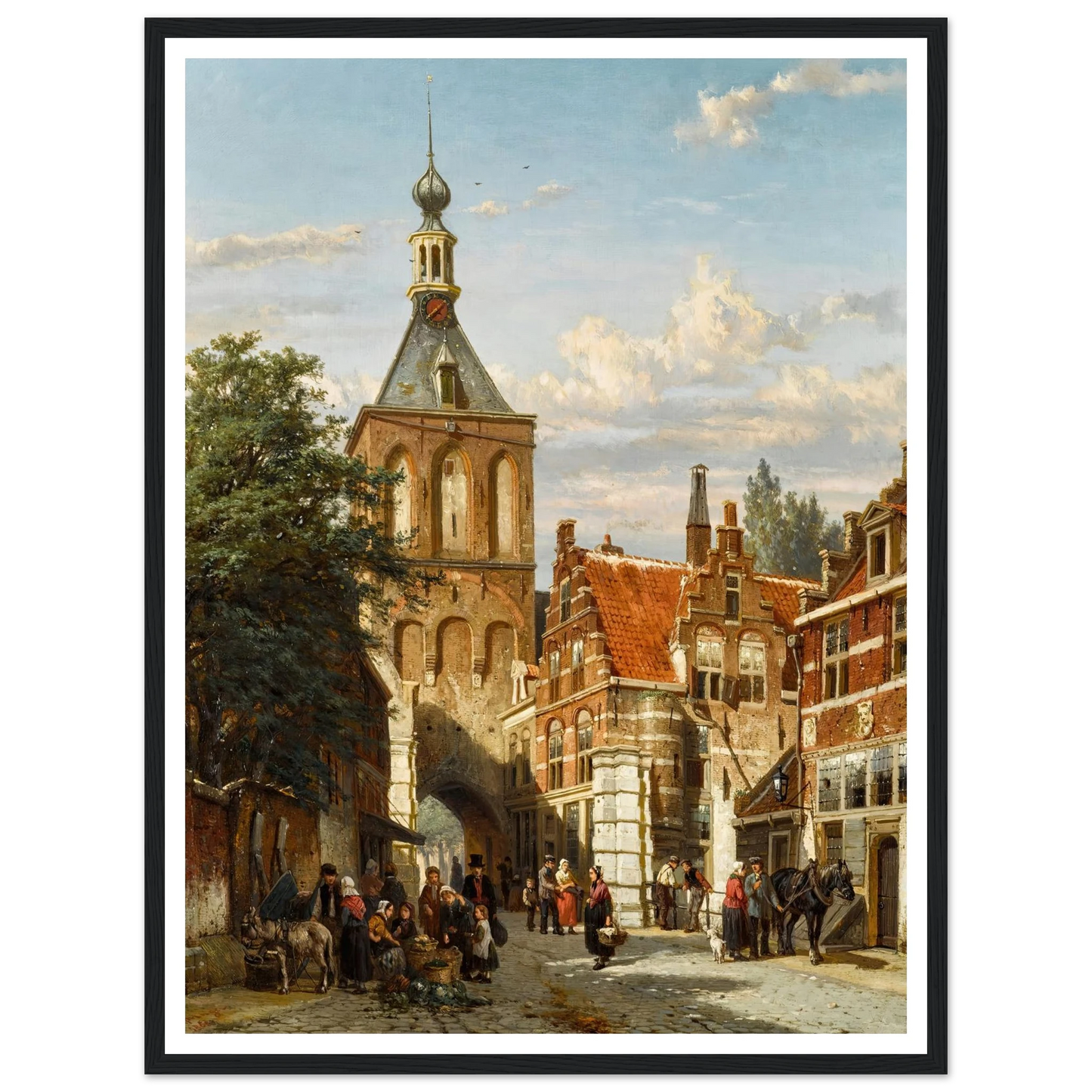 The Binnenpoort, Culemborg (1865) Art Print | Cornelis Springer - Framed Poster - 30x40 cm / 12x16″ - Black frame