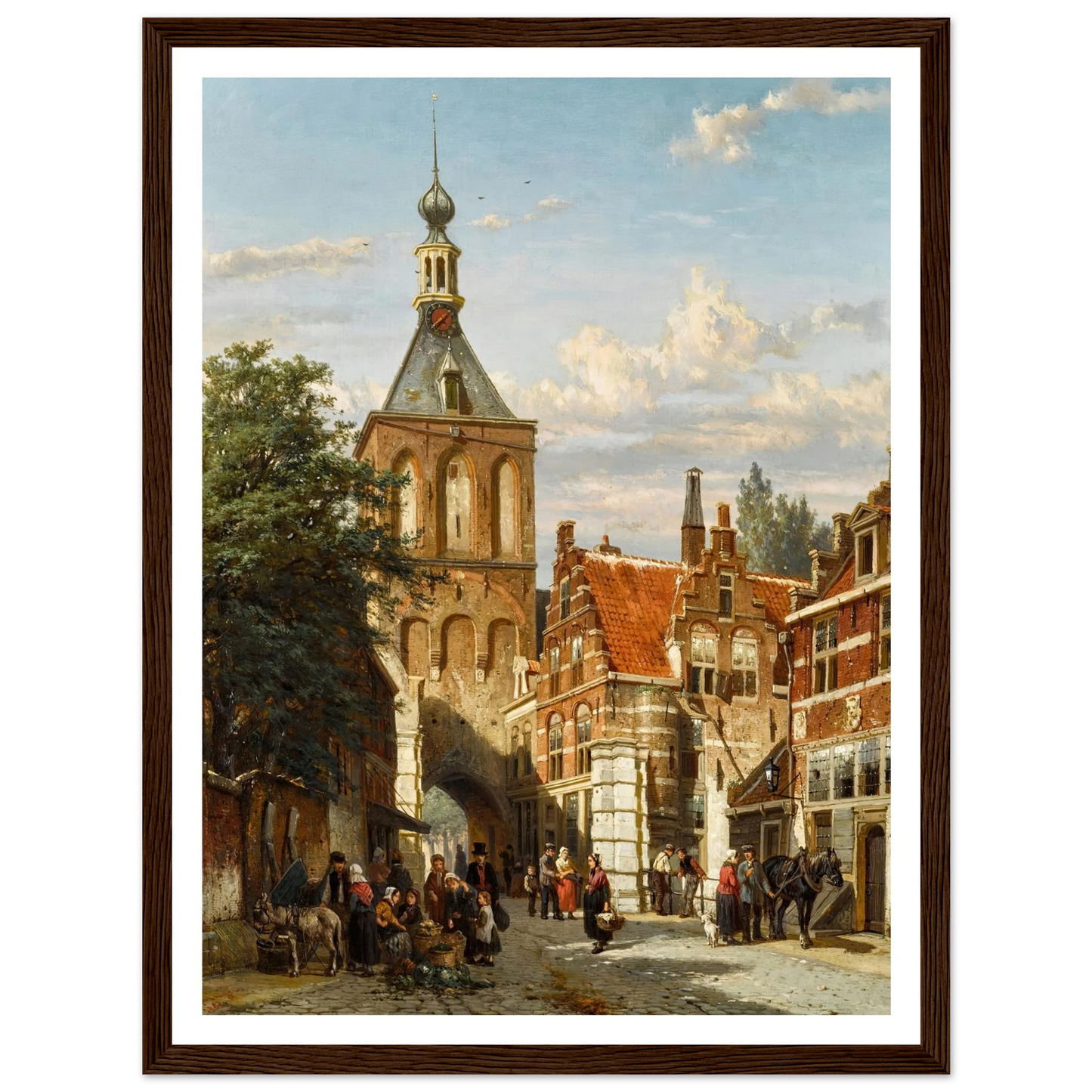 The Binnenpoort, Culemborg (1865) Art Print | Cornelis Springer - Framed Poster - 30x40 cm / 12x16″ - Black frame