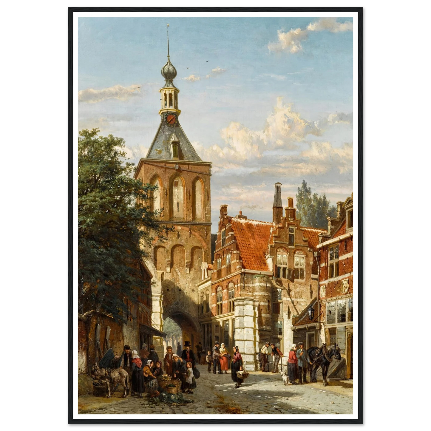 The Binnenpoort, Culemborg (1865) Art Print | Cornelis Springer - Framed Poster - 30x40 cm / 12x16″ - Black frame