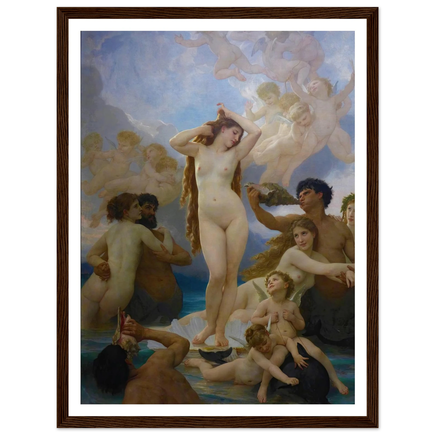 The Birth of Vénus (1879) Art Print | William Bouguereau - Framed Poster - 30x40 cm / 12x16″ - Black frame