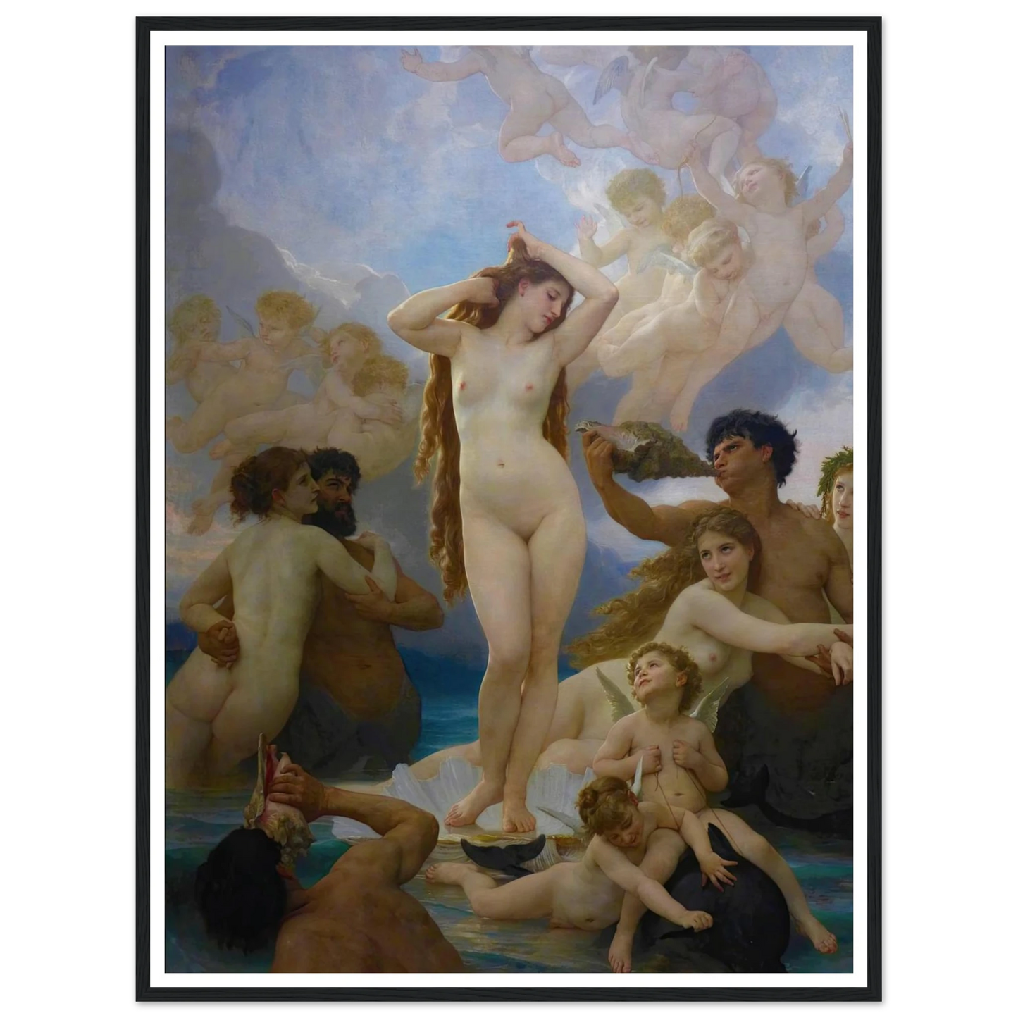 The Birth of Vénus (1879) Art Print | William Bouguereau - Framed Poster - 30x40 cm / 12x16″ - Black frame