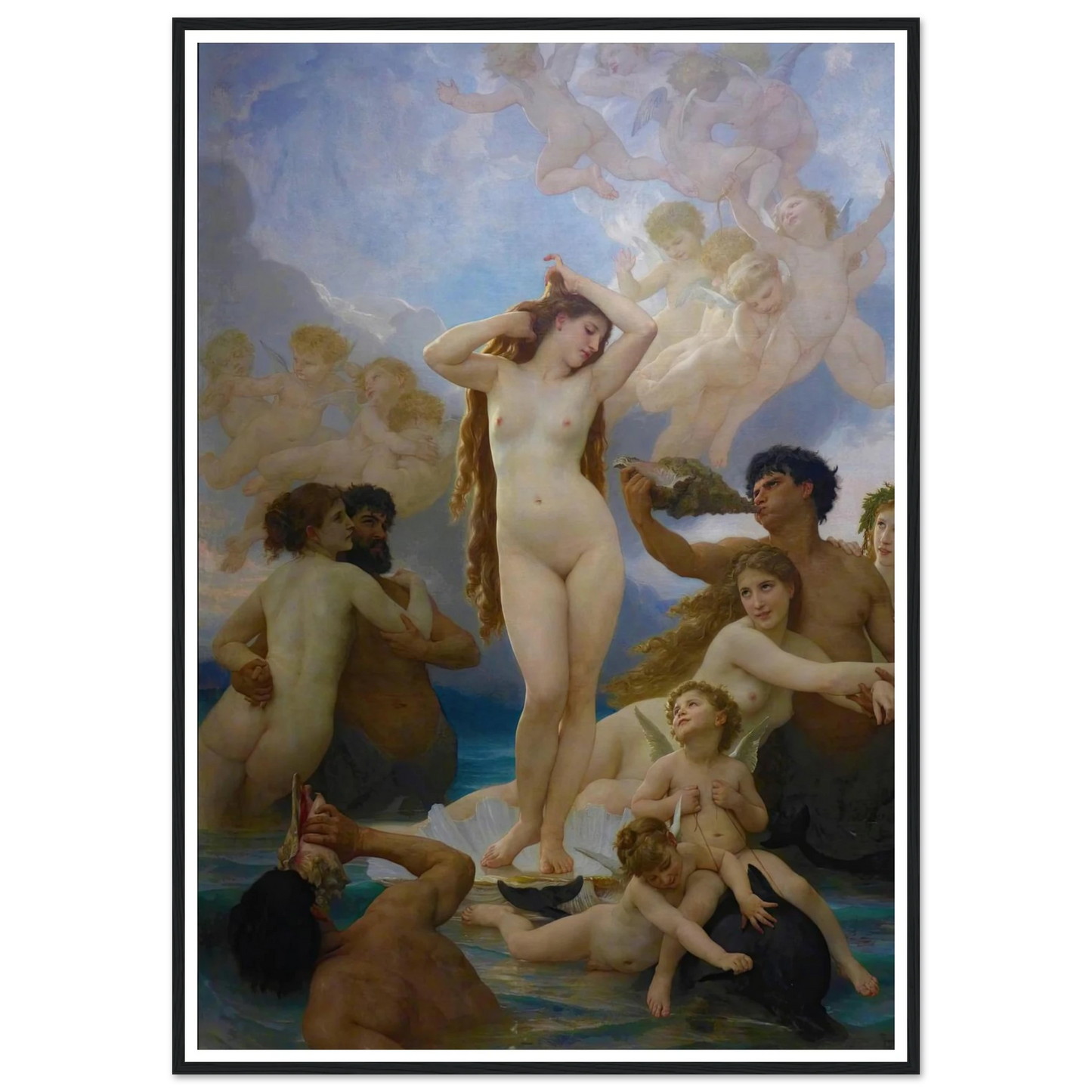The Birth of Vénus (1879) Art Print | William Bouguereau - Framed Poster - 30x40 cm / 12x16″ - Black frame