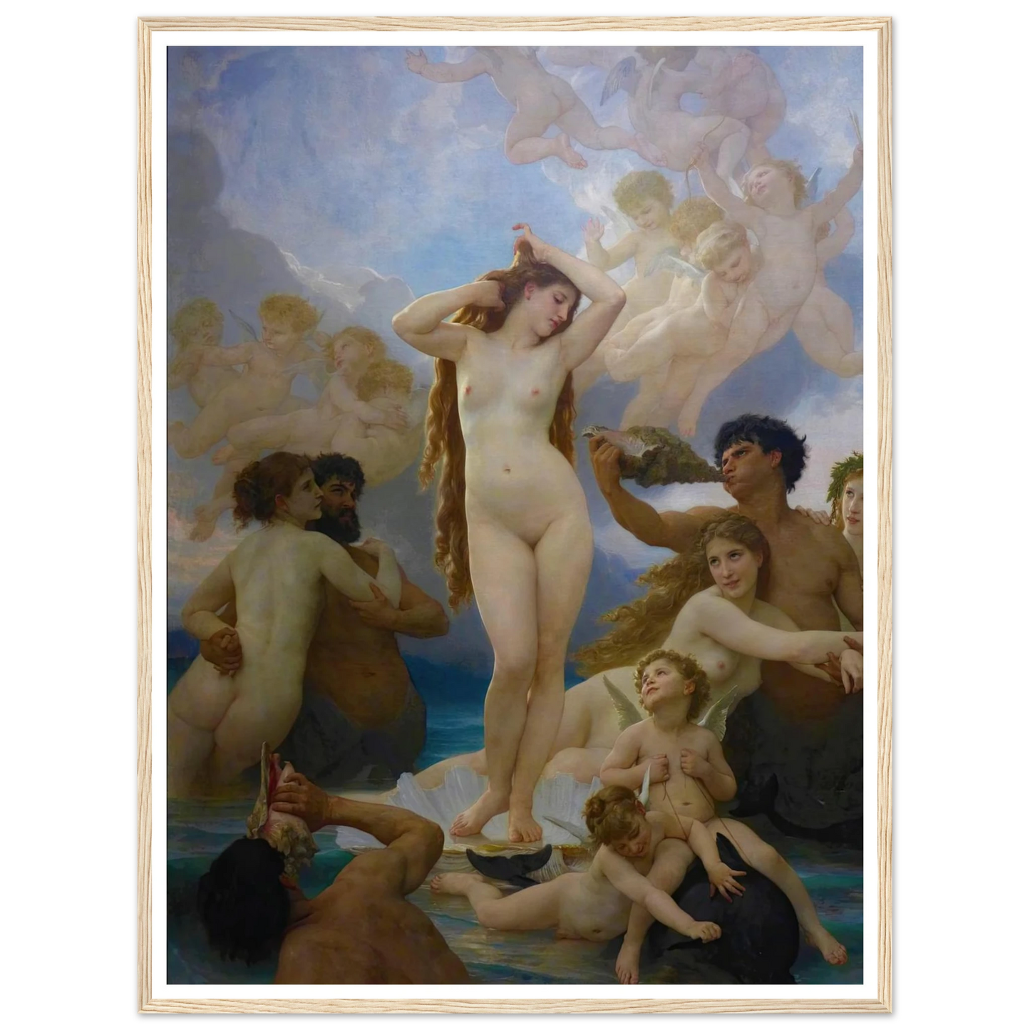 The Birth of Vénus (1879) Art Print | William Bouguereau - Framed Poster - 30x40 cm / 12x16″ - Black frame
