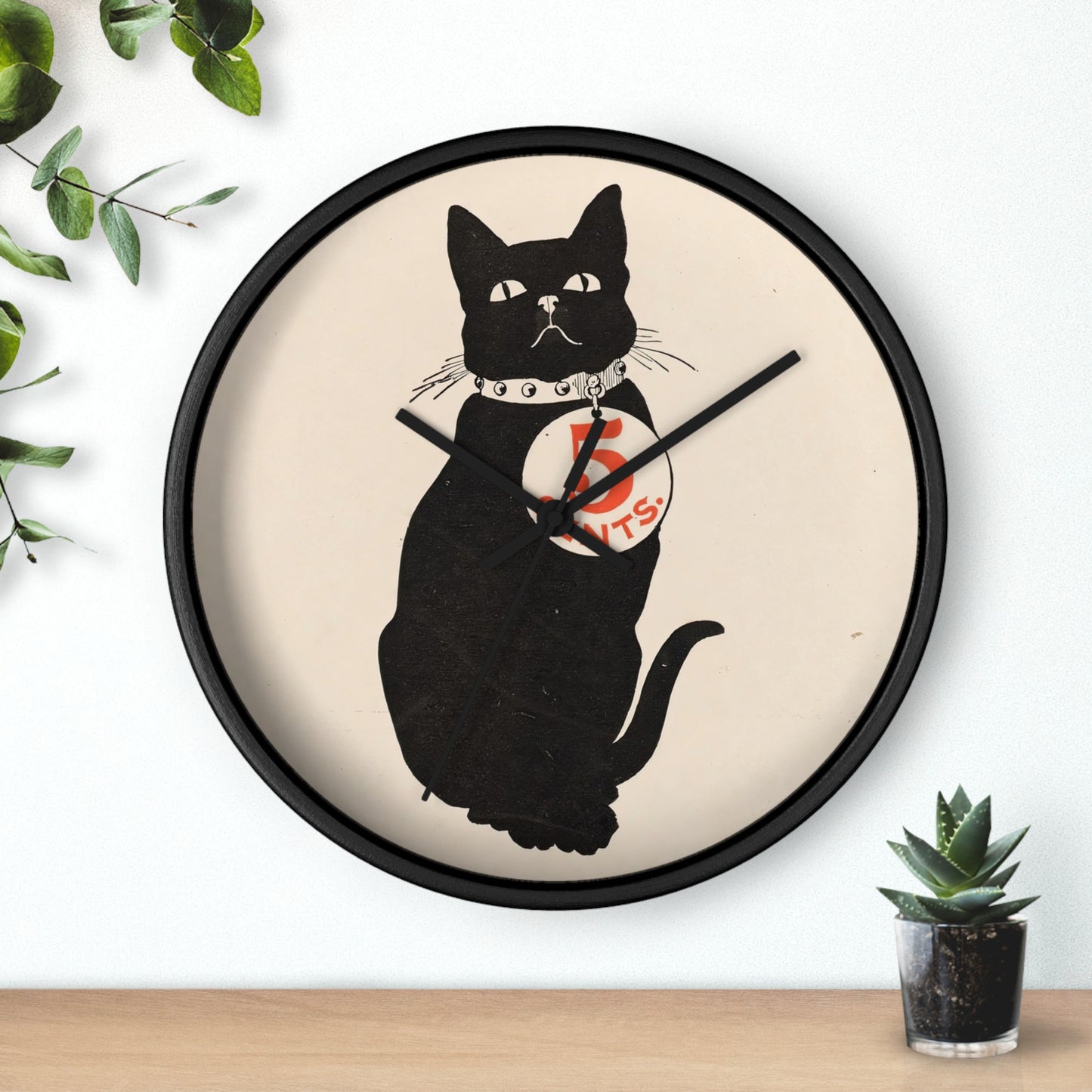 The black cat for sale here Wall Clock | Anonymous - Black - Black Base - 10"