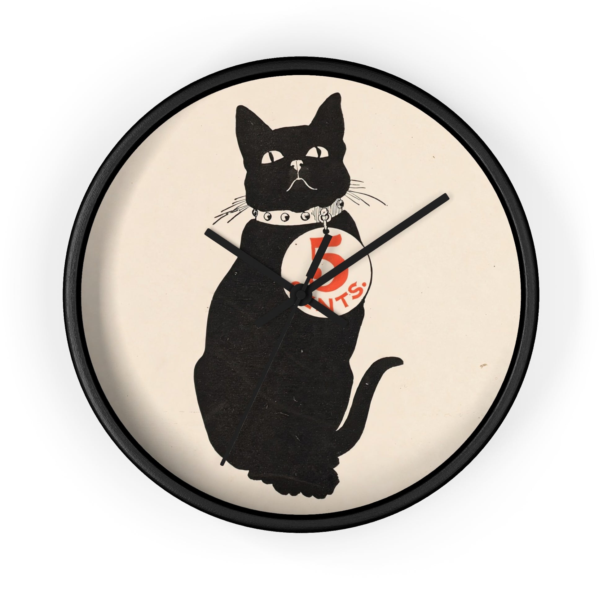 The black cat for sale here Wall Clock | Anonymous - Black - Black Base - 10"