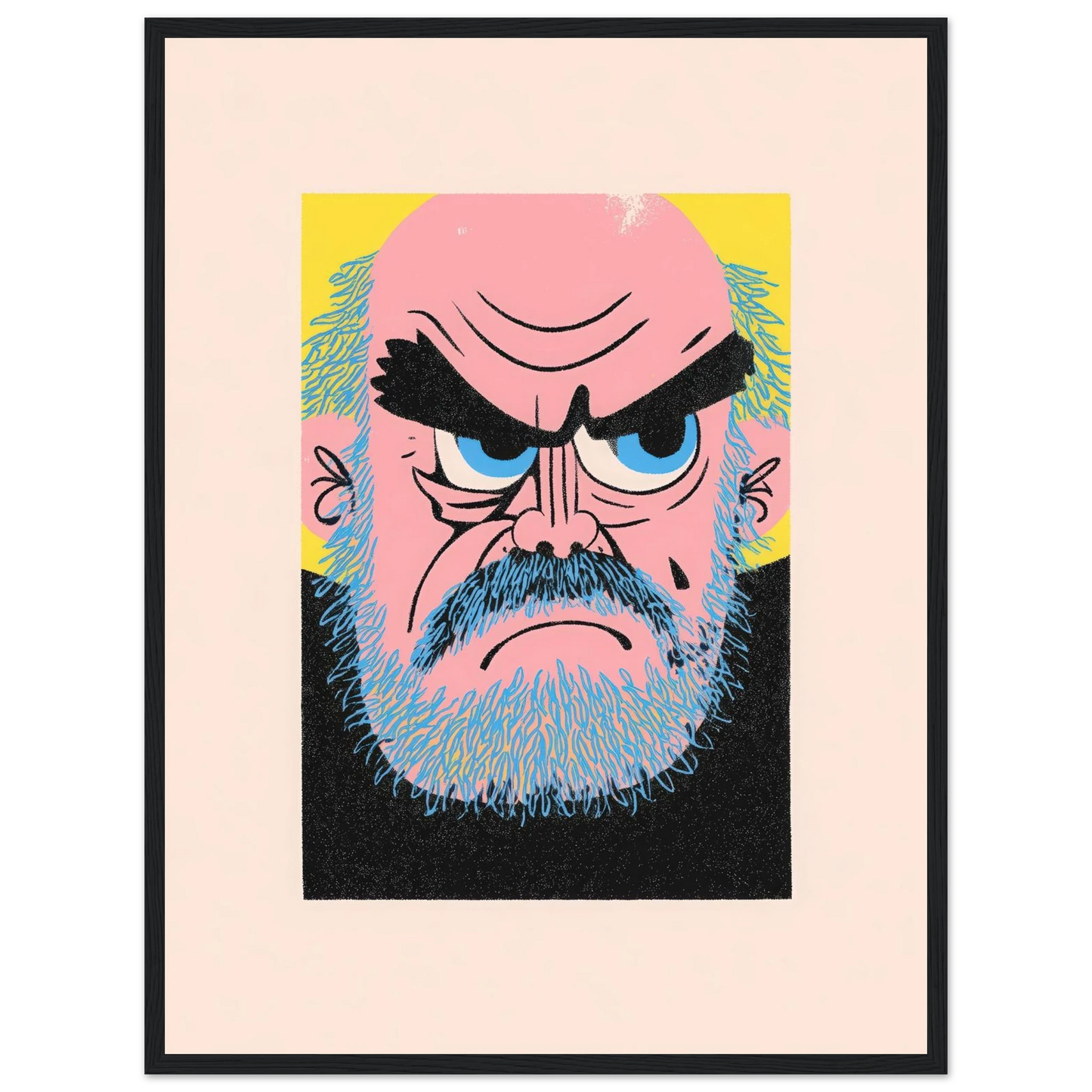 The Blue-Bearded Grump - Framed Poster - 30x40 cm / 12x16″ - Black frame