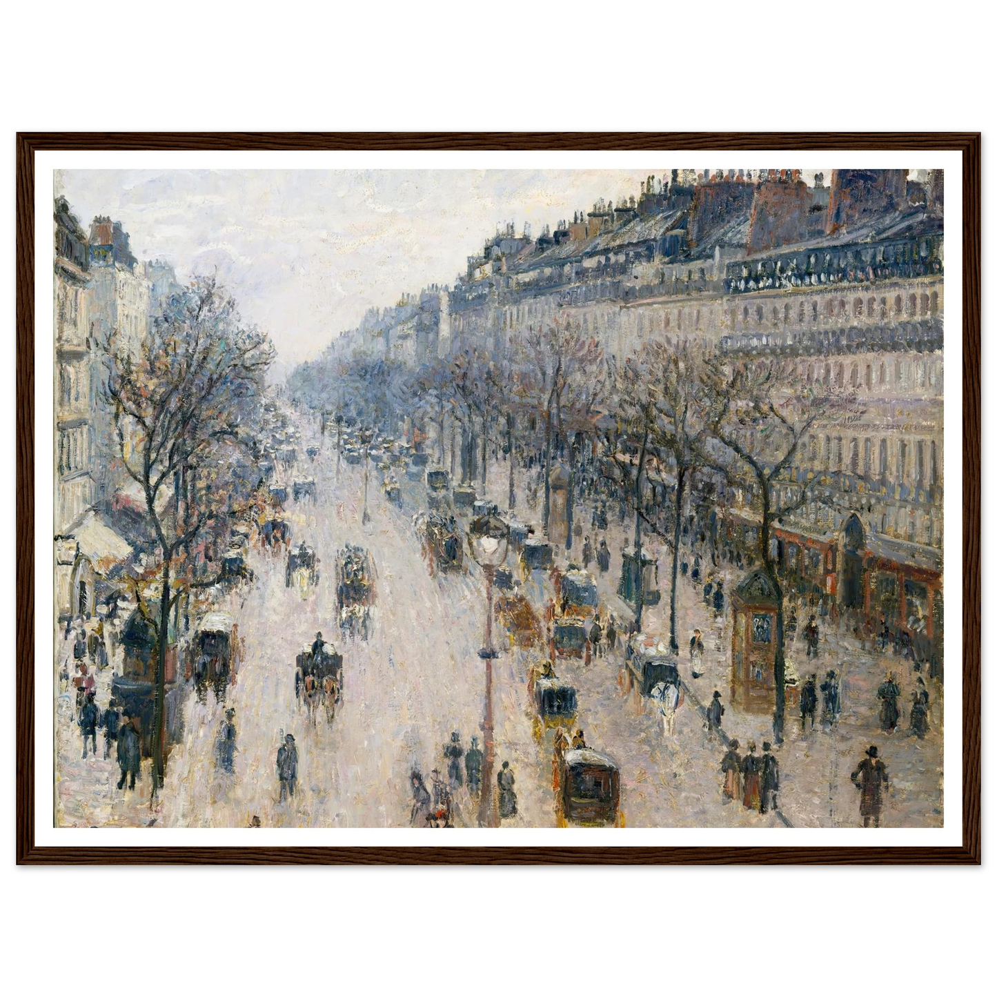 The Boulevard Montmartre on a Winter Morning (1897) Art Print | Camille Pissarro - Framed Poster - 30x40 cm / 12x16″ - Black frame