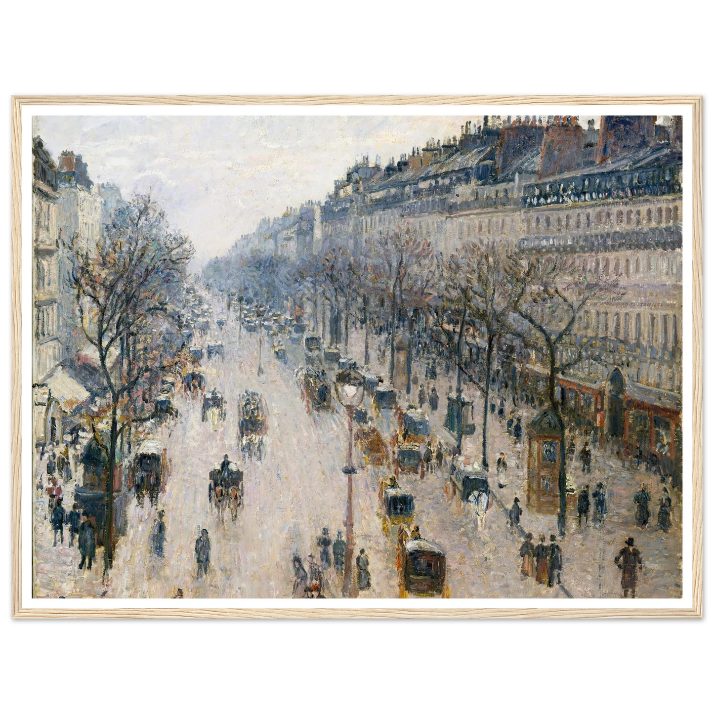 The Boulevard Montmartre on a Winter Morning (1897) Art Print | Camille Pissarro - Framed Poster - 30x40 cm / 12x16″ - Black frame