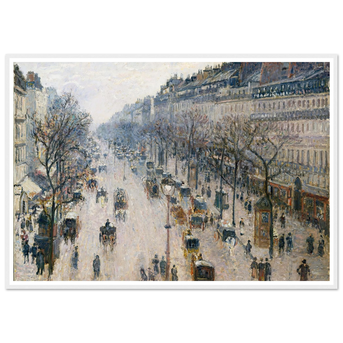 The Boulevard Montmartre on a Winter Morning (1897) Art Print | Camille Pissarro - Framed Poster - 30x40 cm / 12x16″ - Black frame