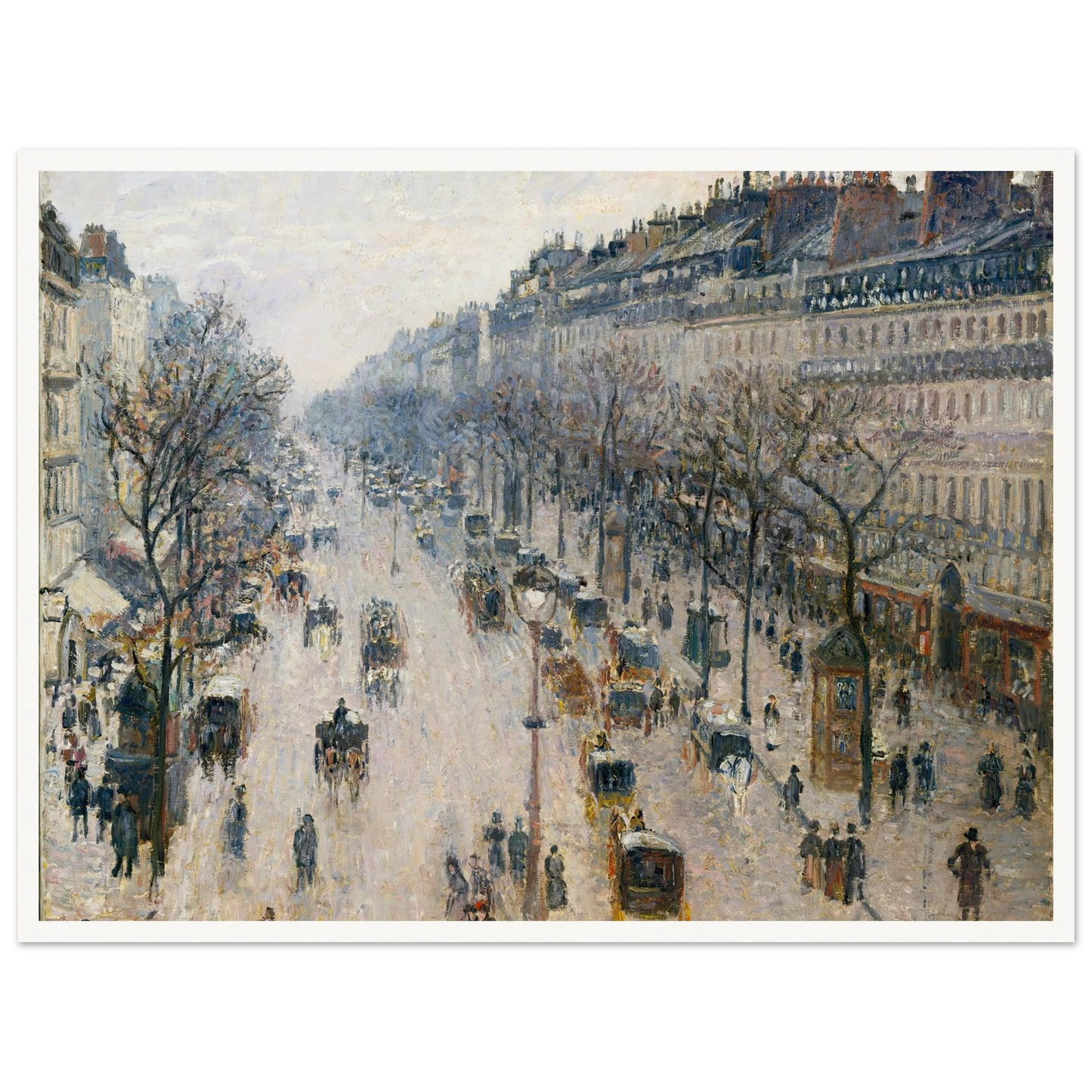 The Boulevard Montmartre on a Winter Morning (1897) Art Print | Camille Pissarro - Framed Poster - 30x40 cm / 12x16″ - Black frame