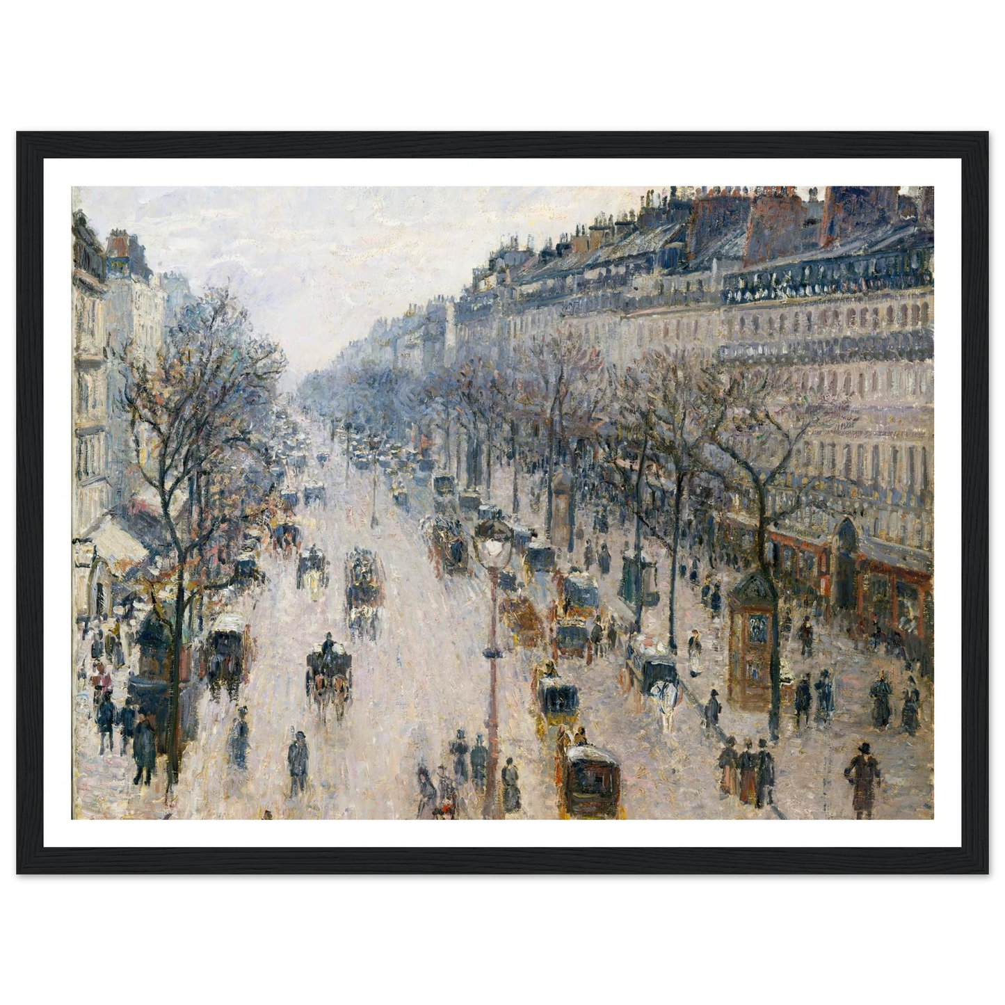 The Boulevard Montmartre on a Winter Morning (1897) Art Print | Camille Pissarro - Framed Poster - 30x40 cm / 12x16″ - Black frame
