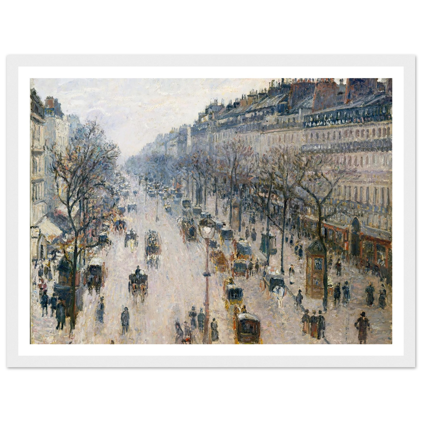 The Boulevard Montmartre on a Winter Morning (1897) Art Print | Camille Pissarro - Framed Poster - 30x40 cm / 12x16″ - Black frame