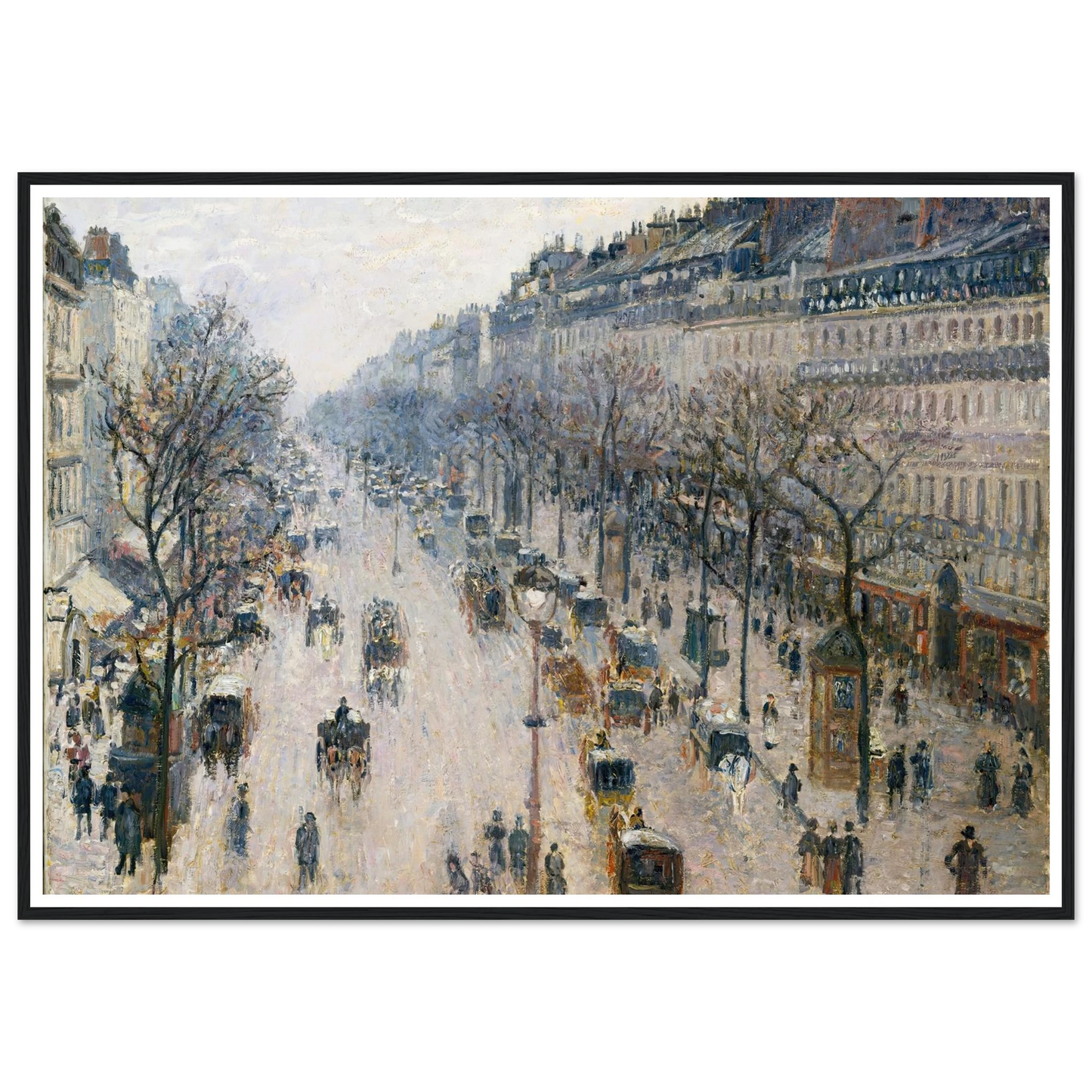 The Boulevard Montmartre on a Winter Morning (1897) Art Print | Camille Pissarro - Framed Poster - 30x40 cm / 12x16″ - Black frame
