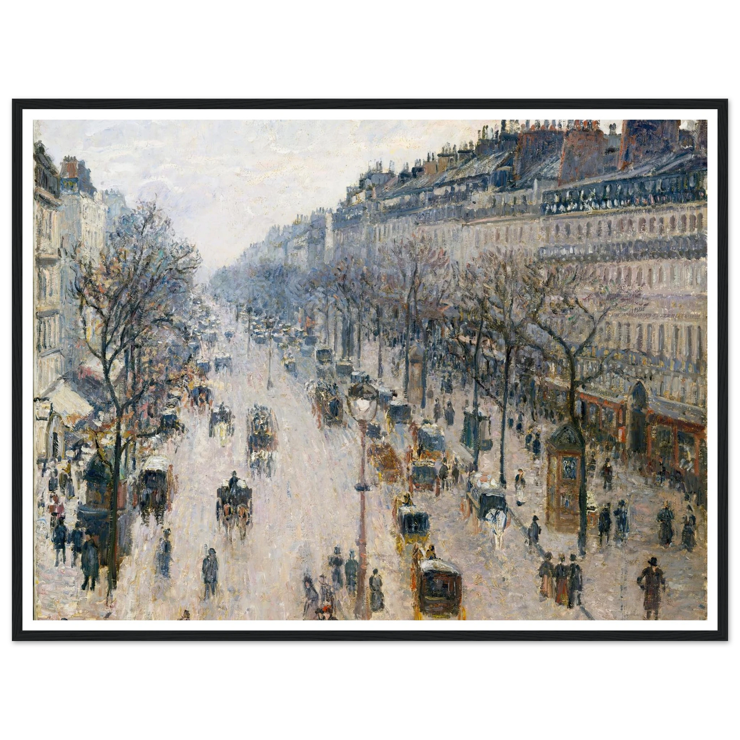 The Boulevard Montmartre on a Winter Morning (1897) Art Print | Camille Pissarro - Framed Poster - 30x40 cm / 12x16″ - Black frame