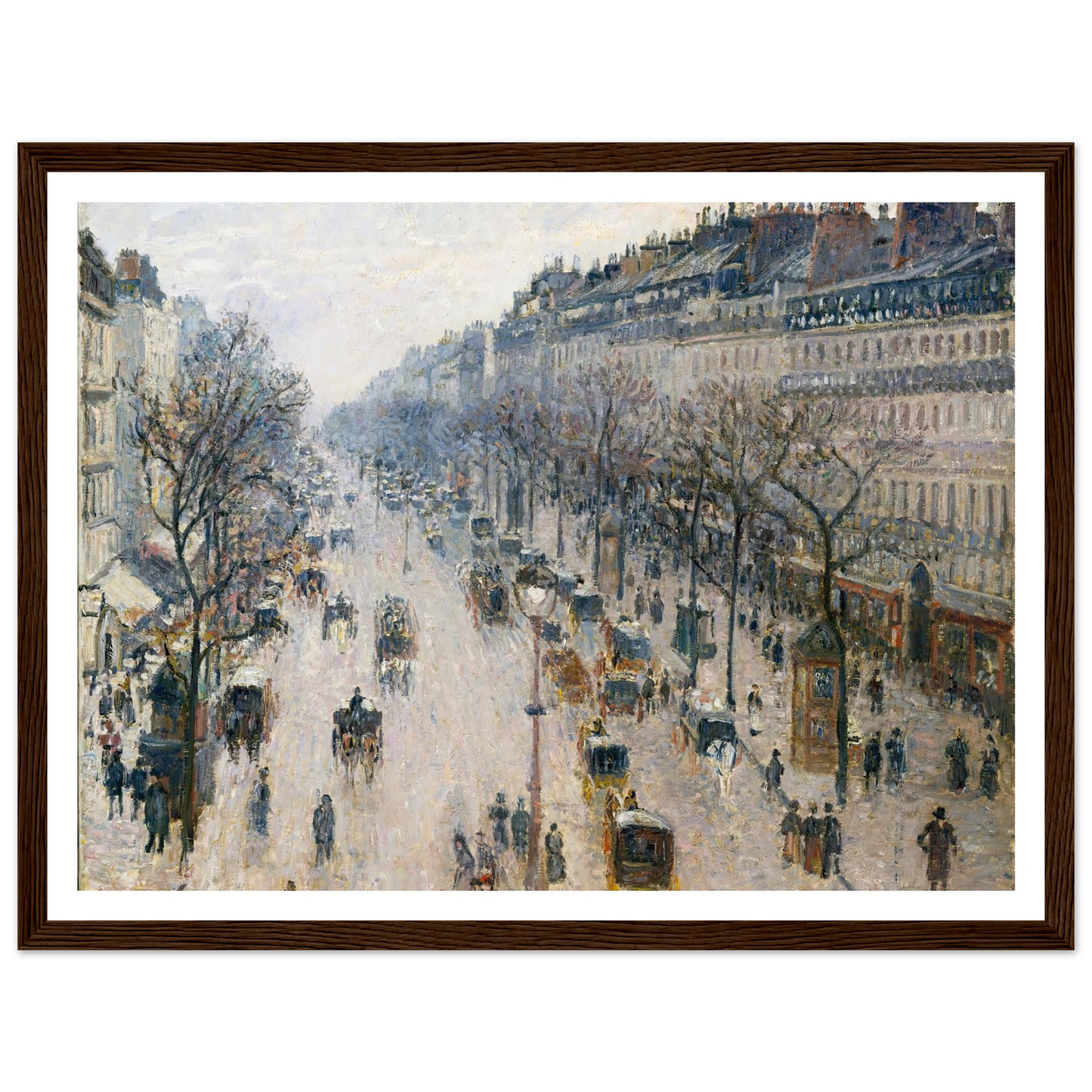 The Boulevard Montmartre on a Winter Morning (1897) Art Print | Camille Pissarro - Framed Poster - 30x40 cm / 12x16″ - Black frame