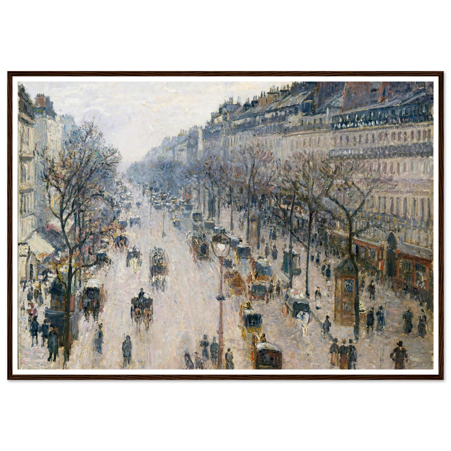 The Boulevard Montmartre on a Winter Morning (1897) Art Print | Camille Pissarro - Framed Poster - 30x40 cm / 12x16″ - Black frame