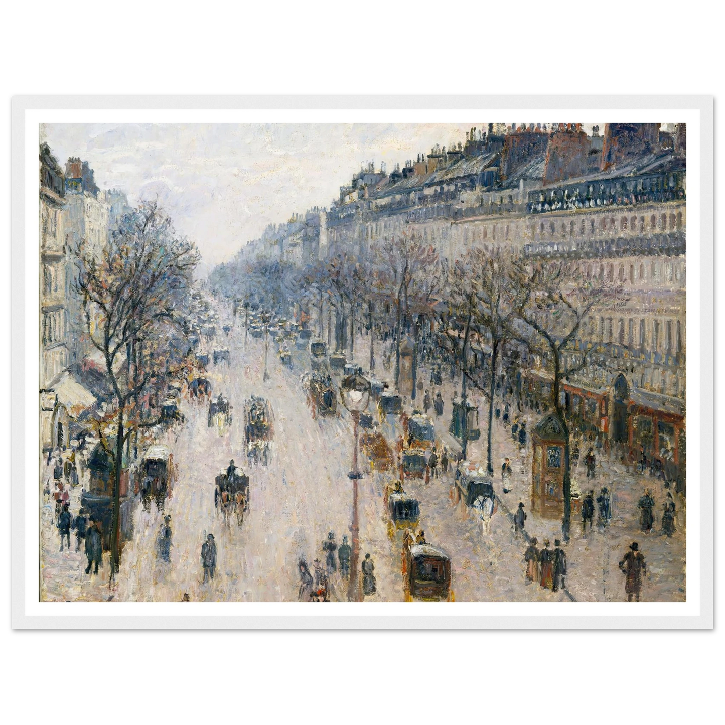 The Boulevard Montmartre on a Winter Morning (1897) Art Print | Camille Pissarro - Framed Poster - 30x40 cm / 12x16″ - Black frame