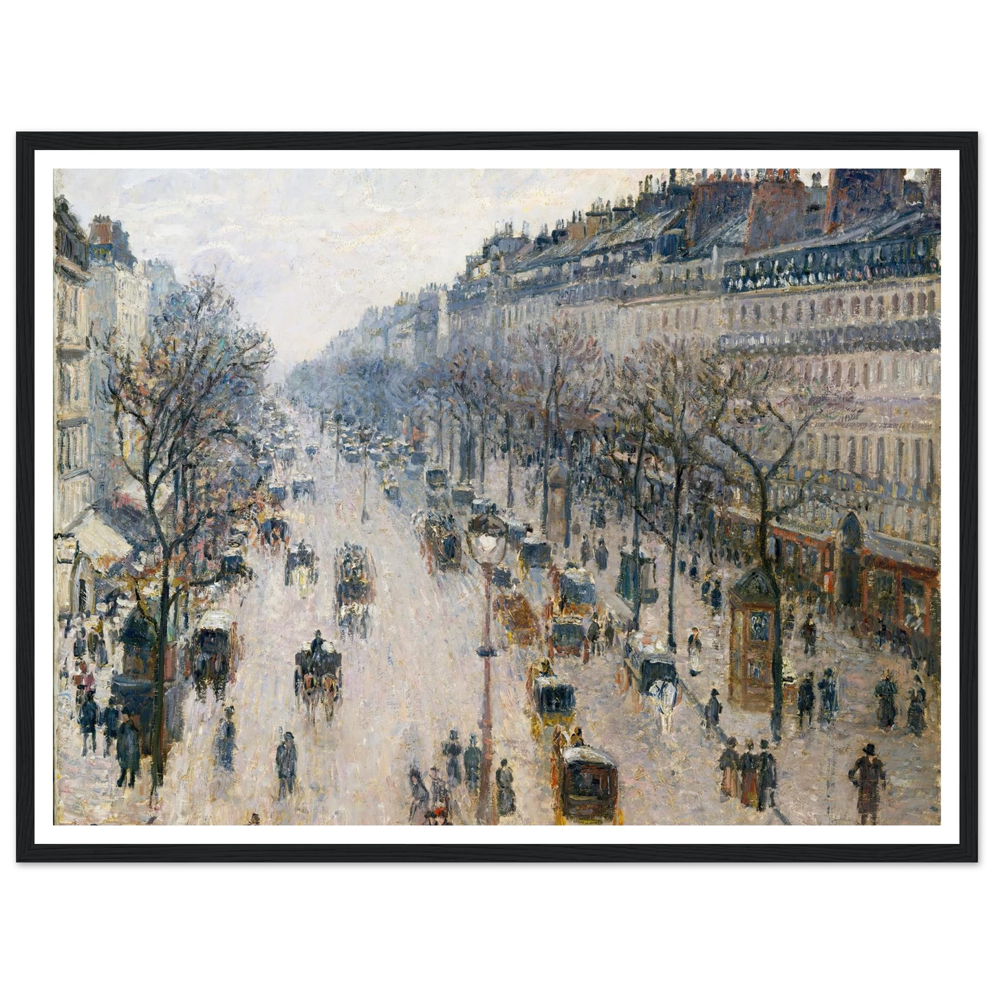 The Boulevard Montmartre on a Winter Morning (1897) Art Print | Camille Pissarro - Framed Poster - 30x40 cm / 12x16″ - Black frame