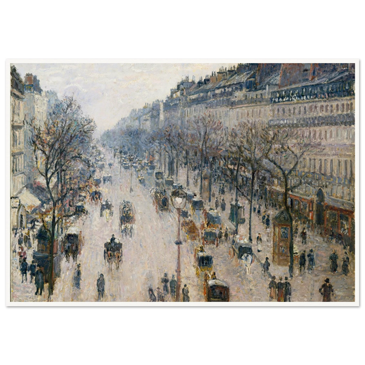 The Boulevard Montmartre on a Winter Morning (1897) Art Print | Camille Pissarro - Framed Poster - 30x40 cm / 12x16″ - Black frame