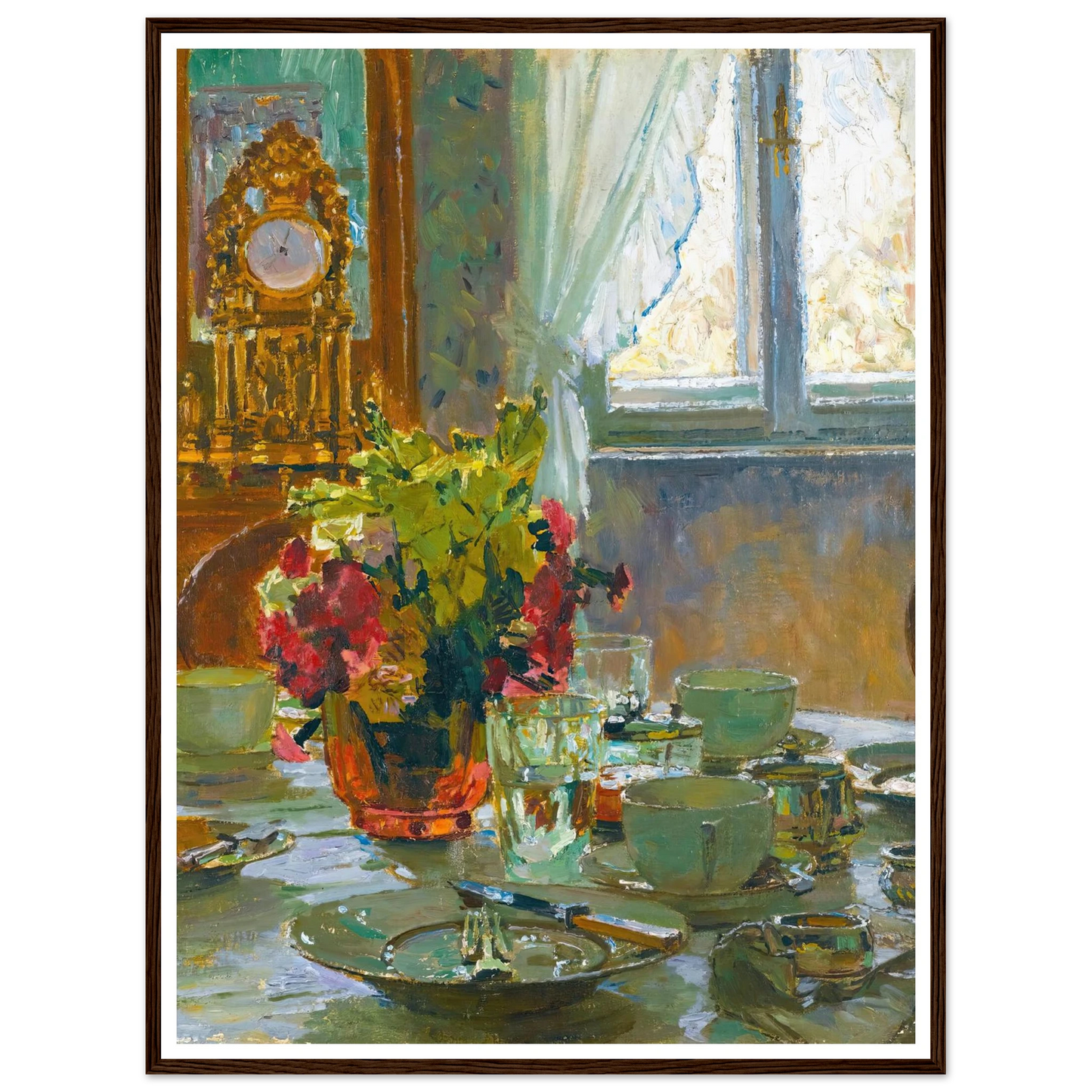 The breakfast table Art Print | Carl Moll - Framed Poster - 30x40 cm / 12x16″ - Black frame