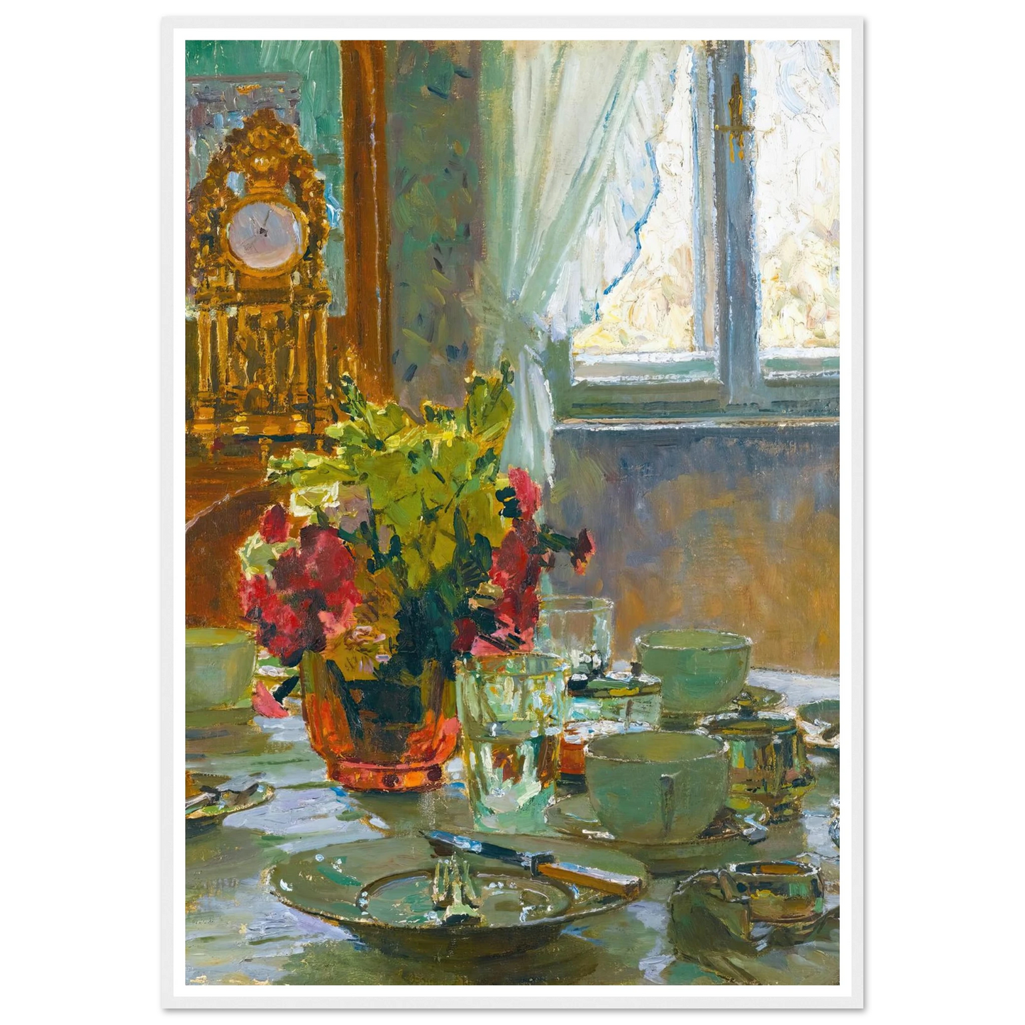 The breakfast table Art Print | Carl Moll - Framed Poster - 30x40 cm / 12x16″ - Black frame
