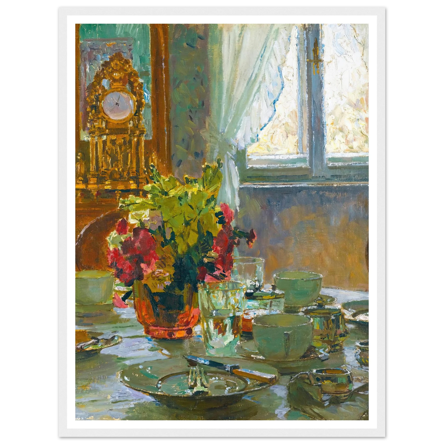 The breakfast table Art Print | Carl Moll - Framed Poster - 30x40 cm / 12x16″ - Black frame