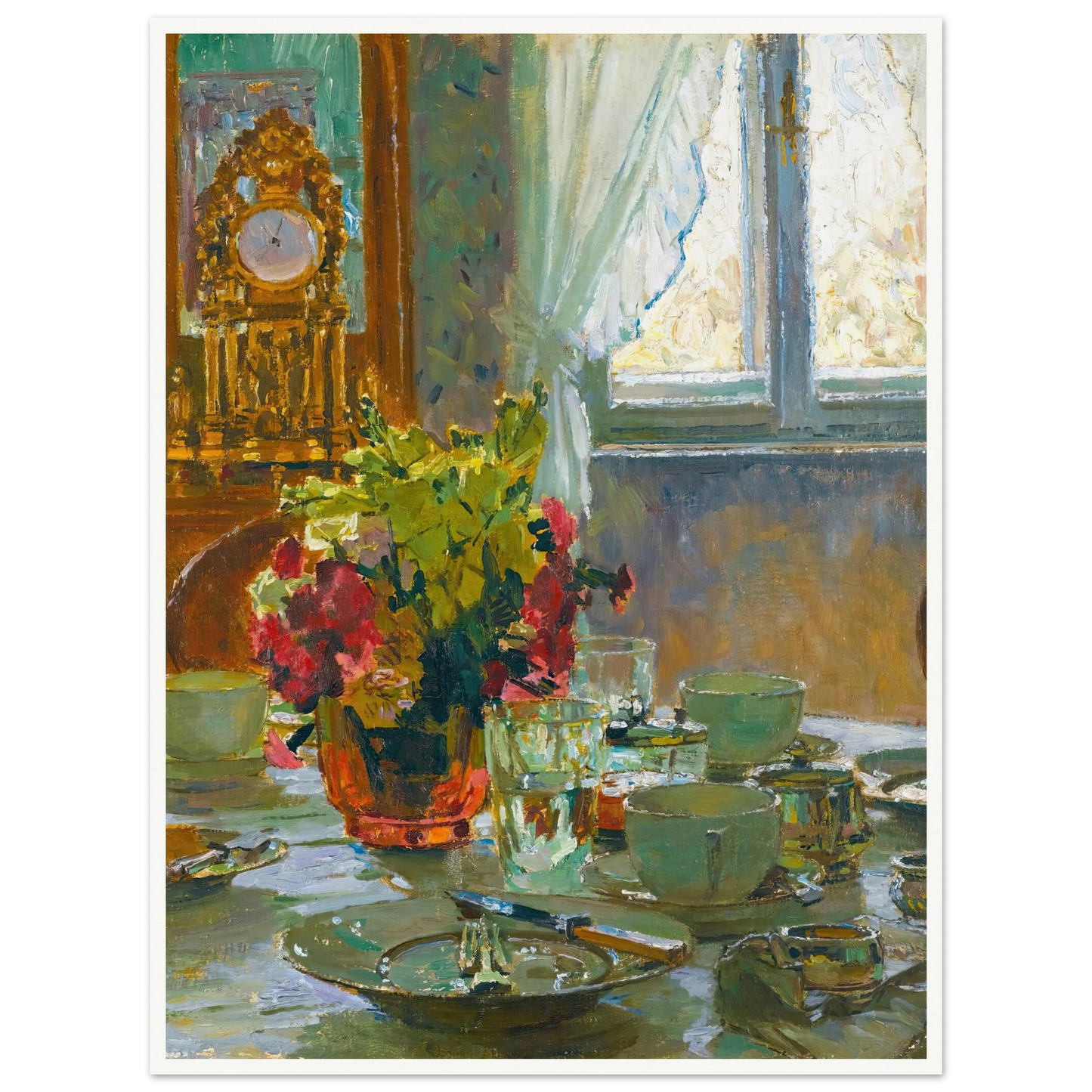 The breakfast table Art Print | Carl Moll - Framed Poster - 30x40 cm / 12x16″ - Black frame