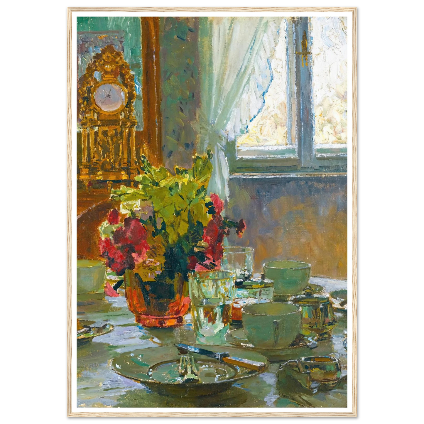 The breakfast table Art Print | Carl Moll - Framed Poster - 30x40 cm / 12x16″ - Black frame